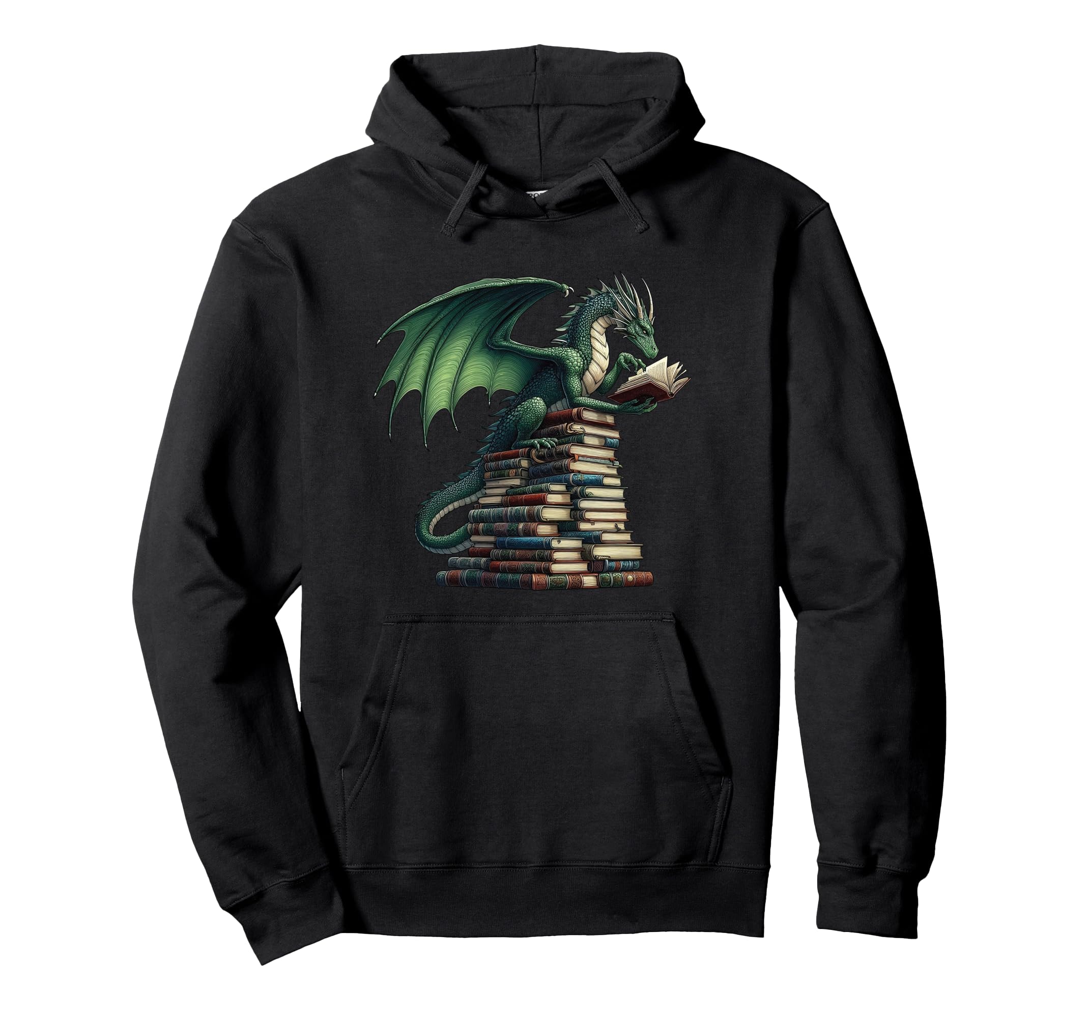 Bookworm Dragon Reading Books Dragon Hoodie - Fun Novelty Design Men Women - T-Shirt, Sweatshirt, Hoodie