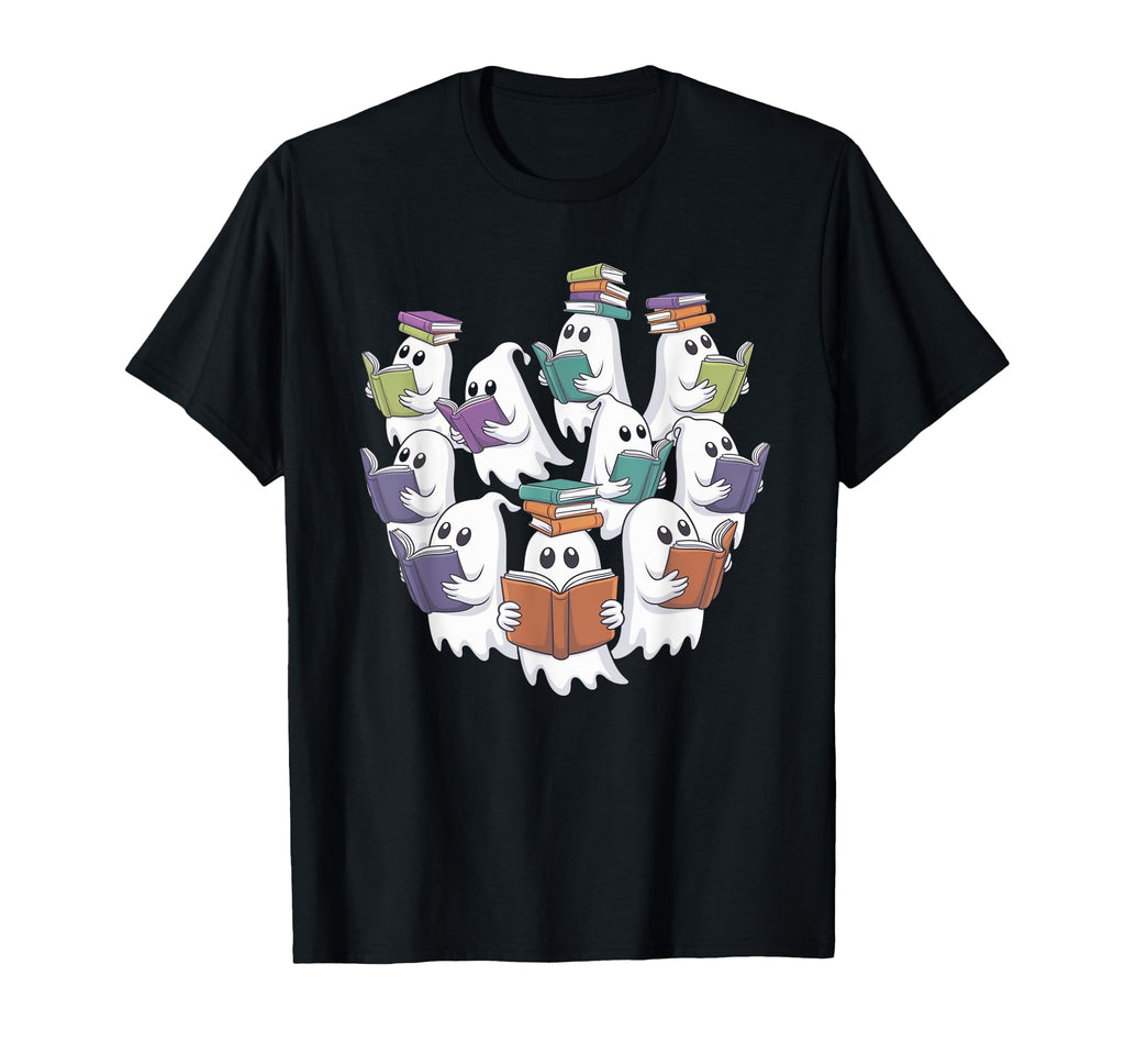 Adorable Book Loving Ghosts Halloween T-Shirt - Novelty Apparel for Adults - T-Shirt, Sweatshirt, Hoodie