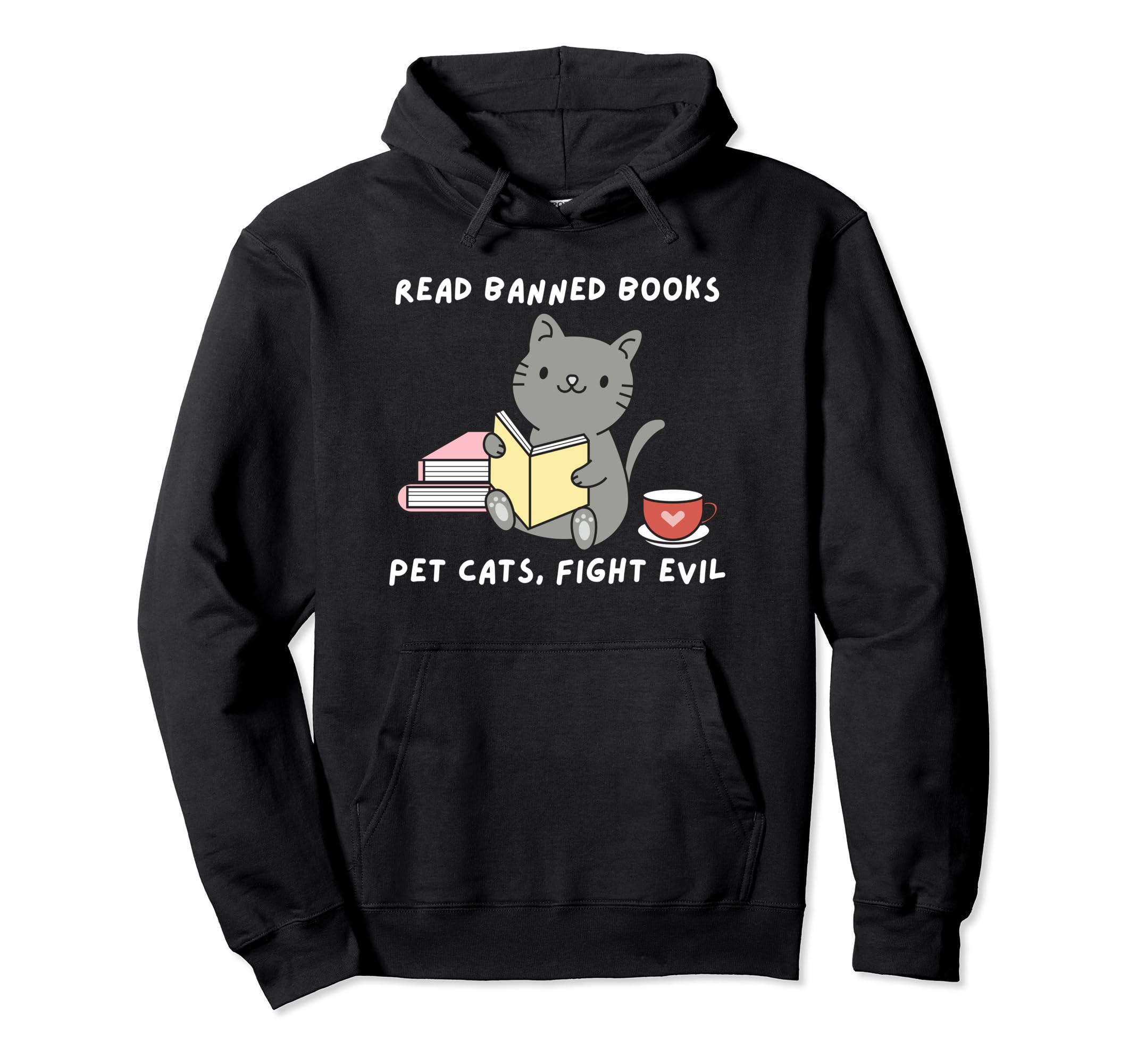 Coffee Cat Read Banned Books Lover Hoodie - Unique Graphic for Adults - T-Shirt, Sweatshirt, Hoodie