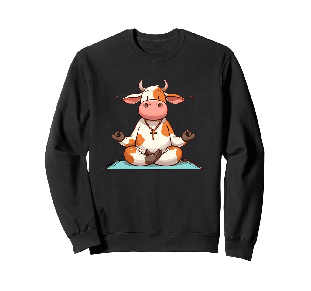 Meditation Cow Yoga Pose Relaxing Sweatshirt - Novelty Apparel for Adults - T-Shirt, Sweatshirt, Hoodie