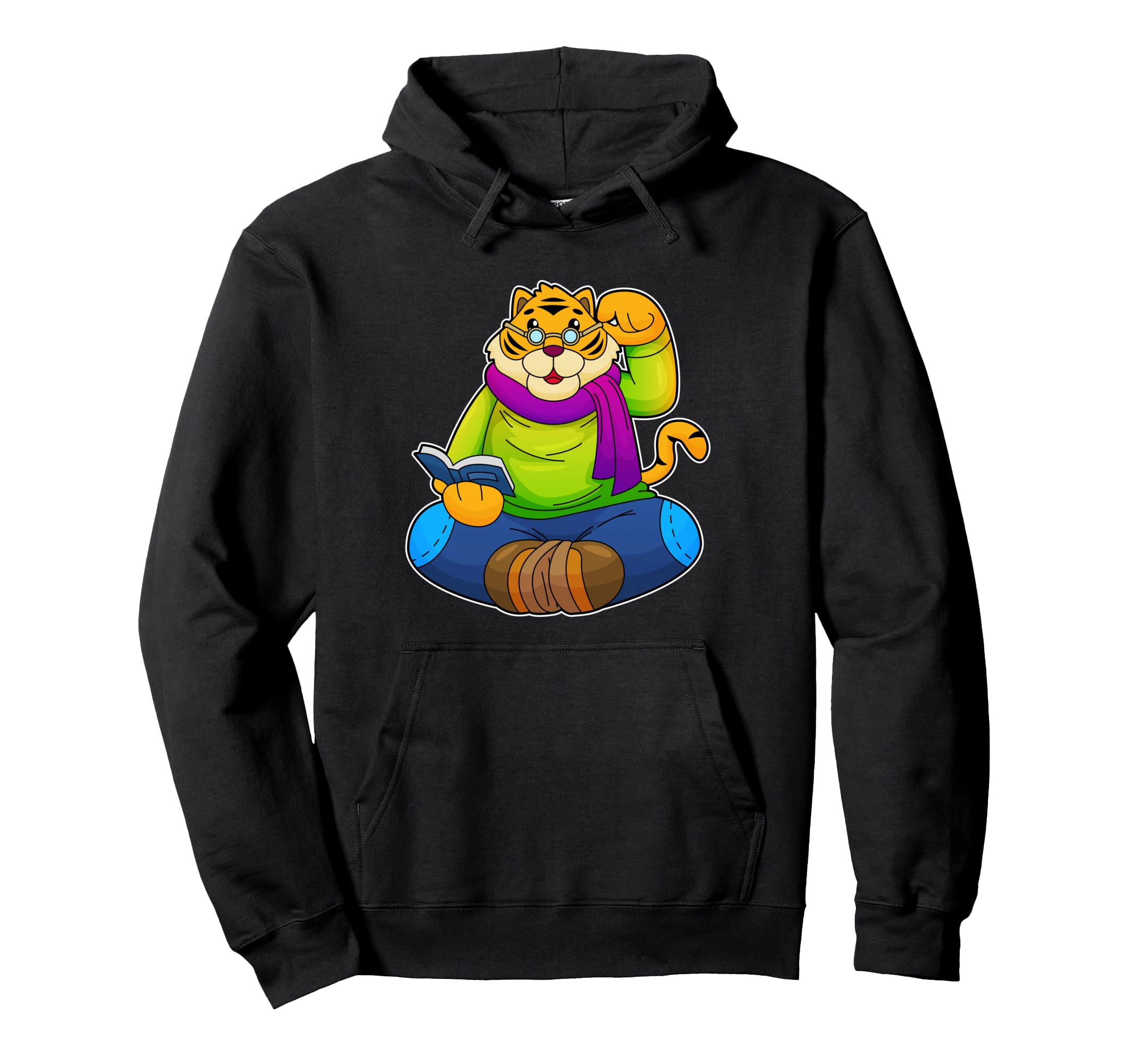 Tiger Nerd Book Glasses Hoodie - Aesthetic Graphic Unisex - T-Shirt, Sweatshirt, Hoodie