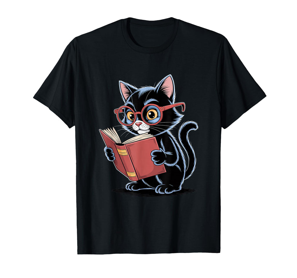 Cat Reading Book Nerd Kitty Bookworm T-Shirt - Unique Graphic Unisex - T-Shirt, Sweatshirt, Hoodie