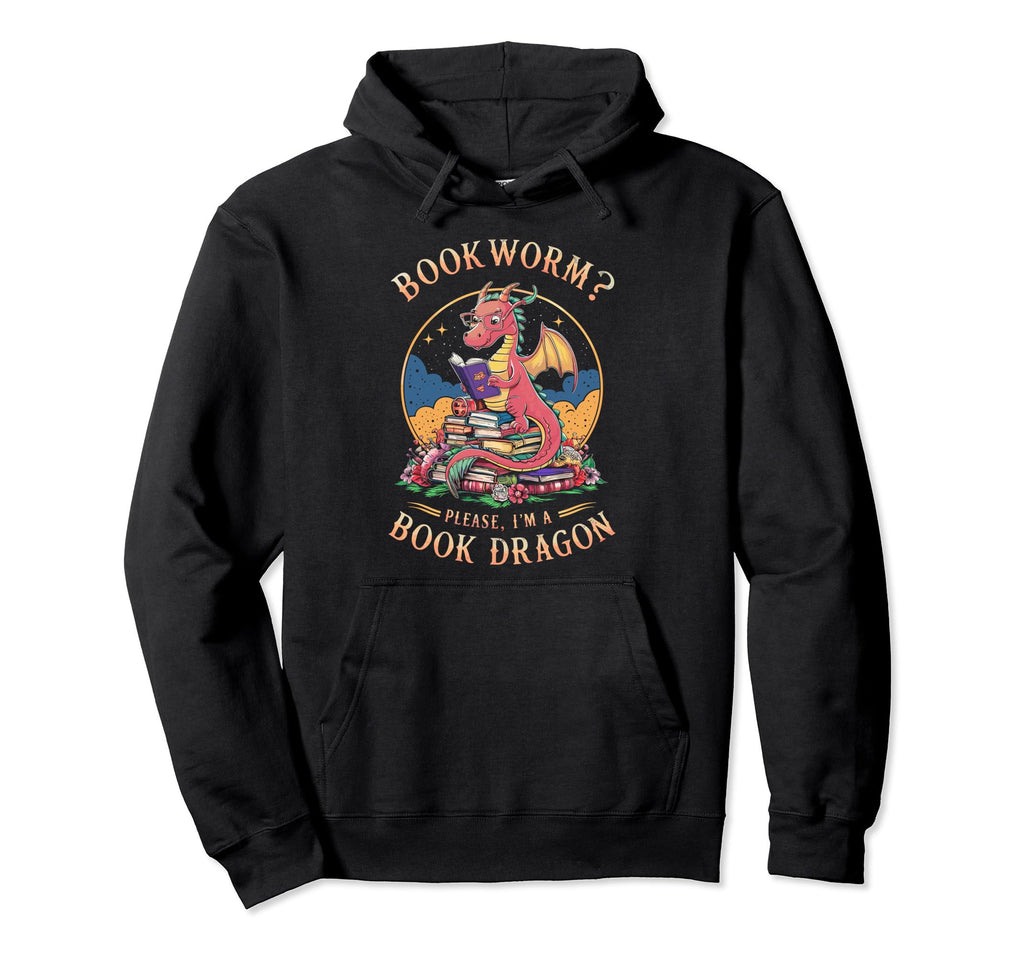 Librarian Gothic Book Dragon Hoodie - Fun Novelty Design for Adults - T-Shirt, Sweatshirt, Hoodie