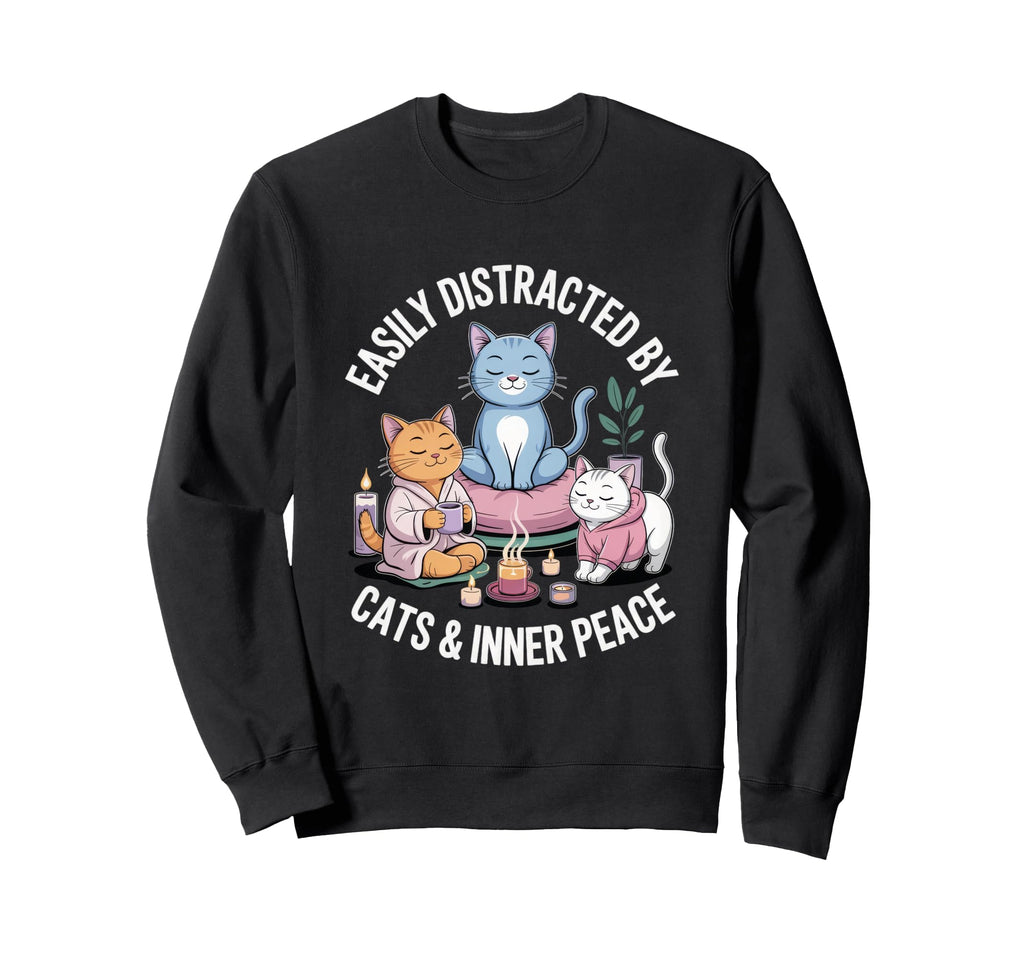 Easily Distracted Cats And Inner Sweatshirt - Trendy Graphic Men Women - T-Shirt, Sweatshirt, Hoodie