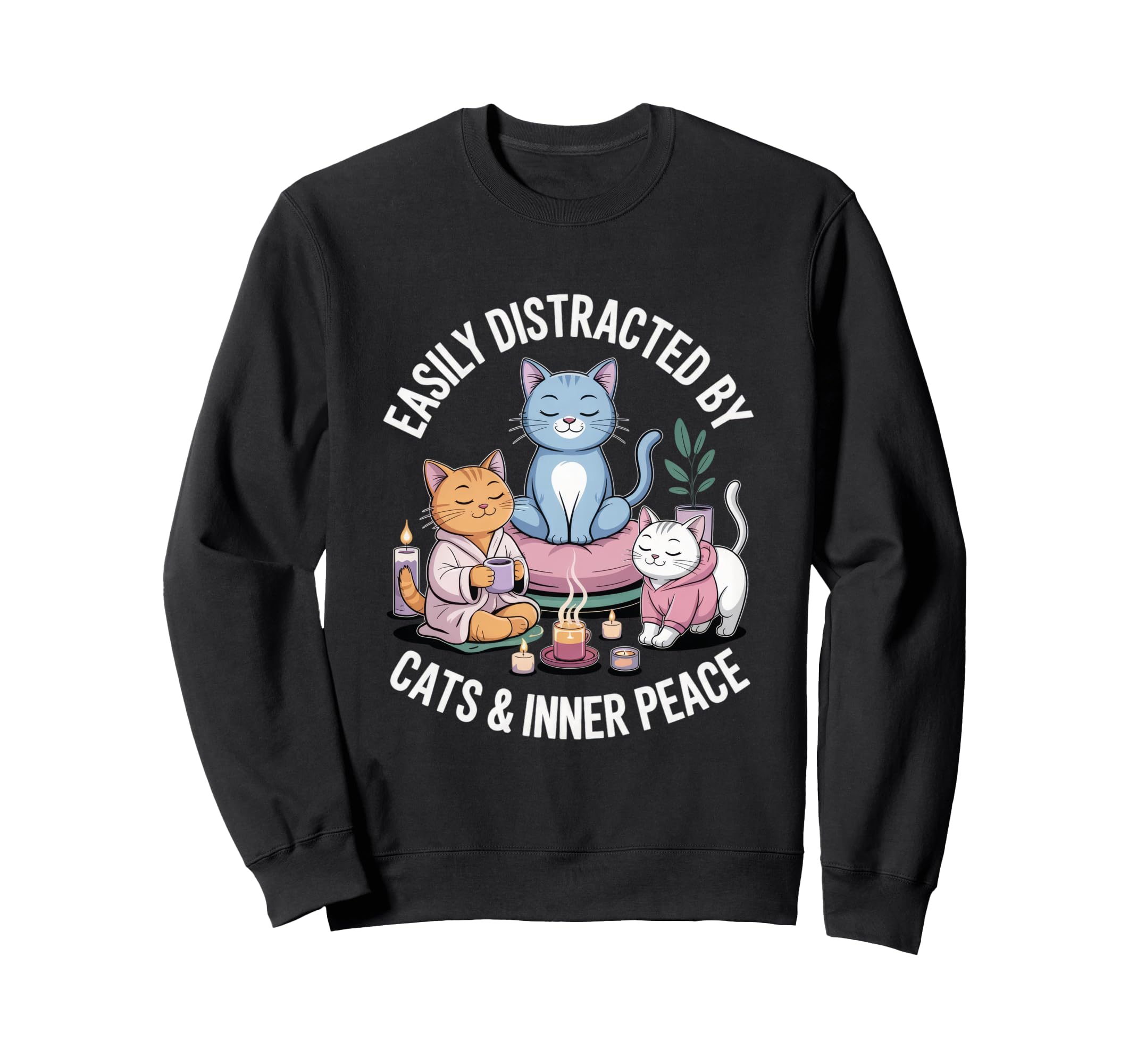 Easily Distracted Cats And Inner Sweatshirt - Trendy Graphic Men Women - T-Shirt, Sweatshirt, Hoodie