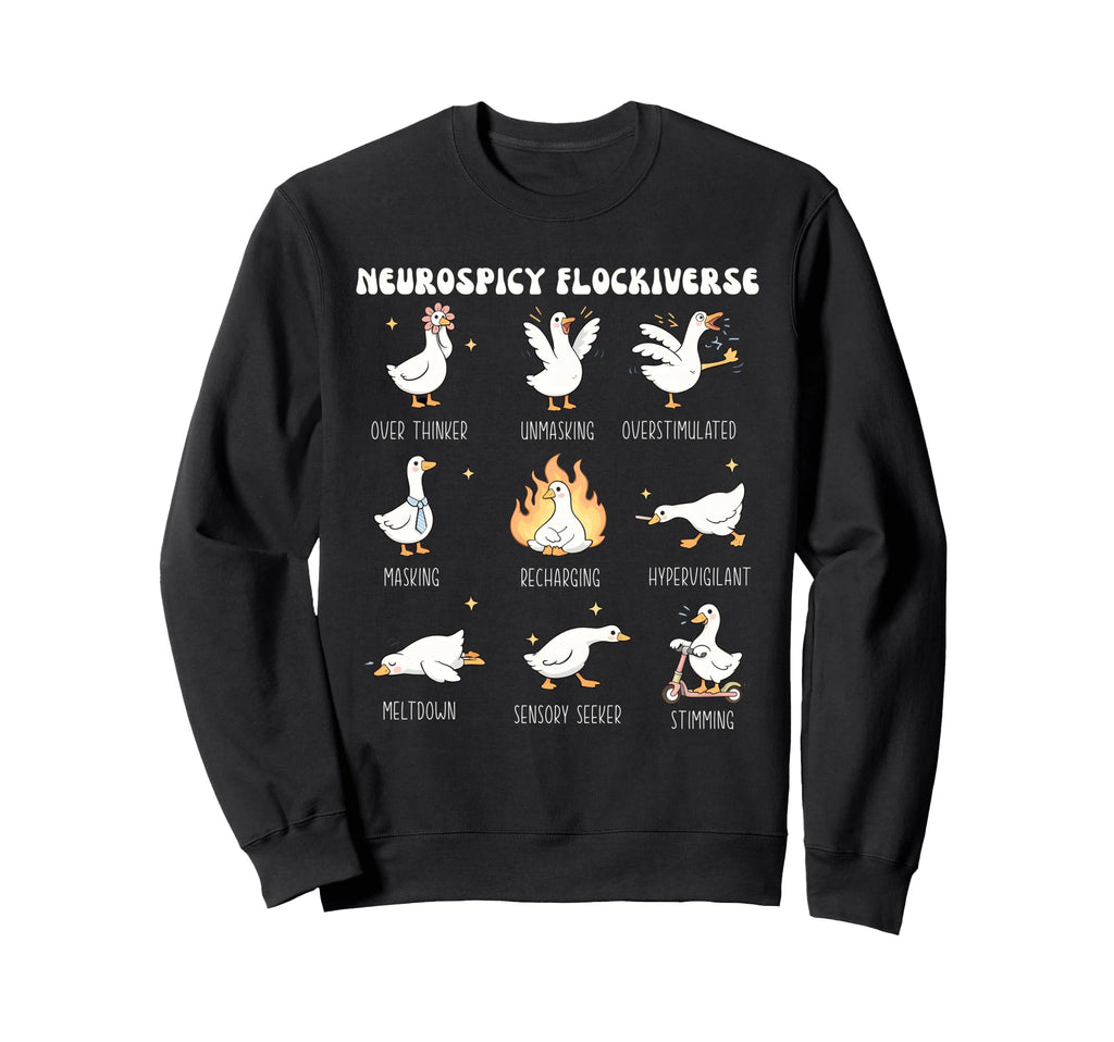 Neurospicy Flockiverse Goose Sweatshirt - Custom Art Print for Adults - T-Shirt, Sweatshirt, Hoodie