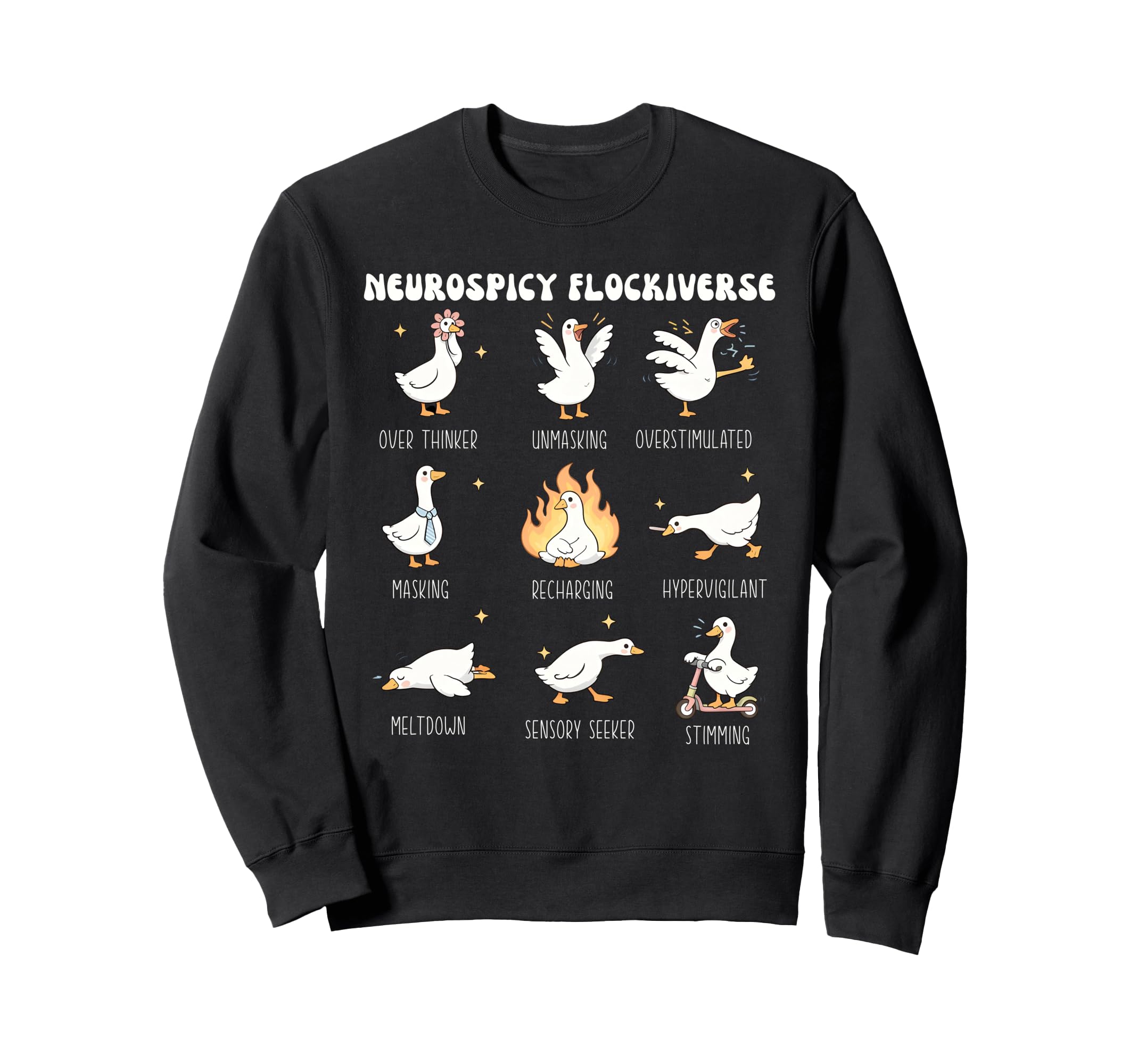 Neurospicy Flockiverse Goose Sweatshirt - Custom Art Print for Adults - T-Shirt, Sweatshirt, Hoodie