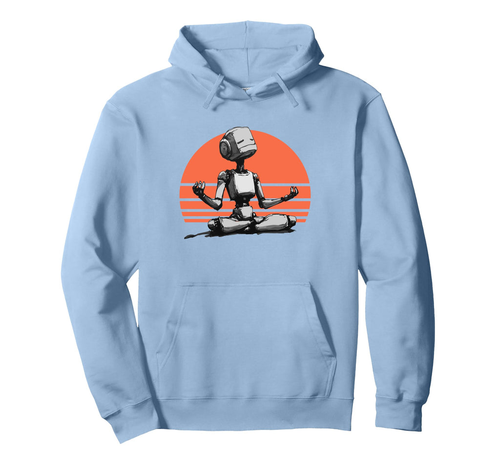 Meditation Robot Mindfulness Yoga Demure Hoodie - Graphic Print Men Women - T-Shirt, Sweatshirt, Hoodie