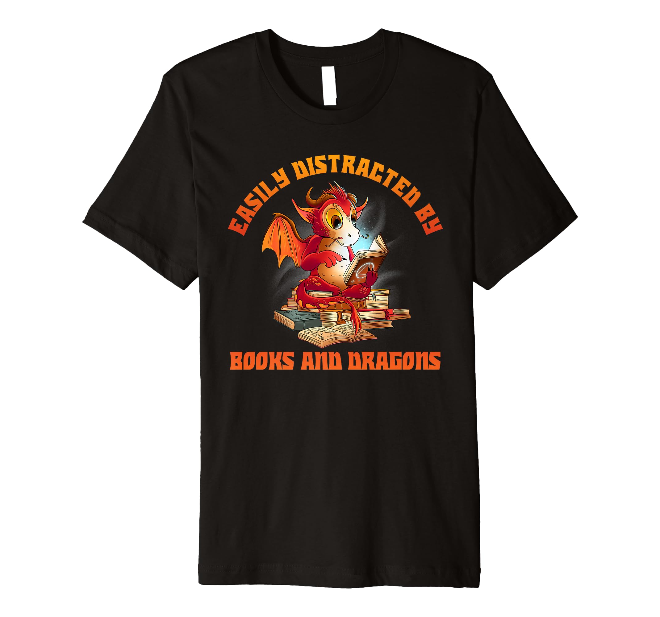 Easily Distracted Books And Dragons T-Shirt - Custom Art Print Unisex - T-Shirt, Sweatshirt, Hoodie