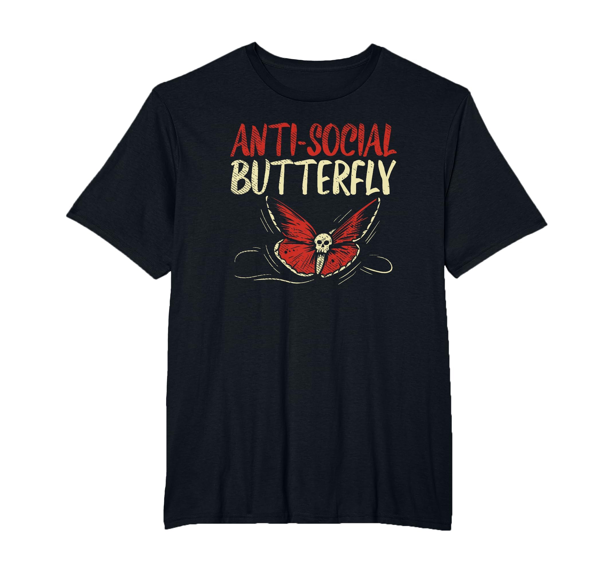 Anti Social Butterfly Goth Gothic T-Shirt - Trendy Graphic for Adults - T-Shirt, Sweatshirt, Hoodie