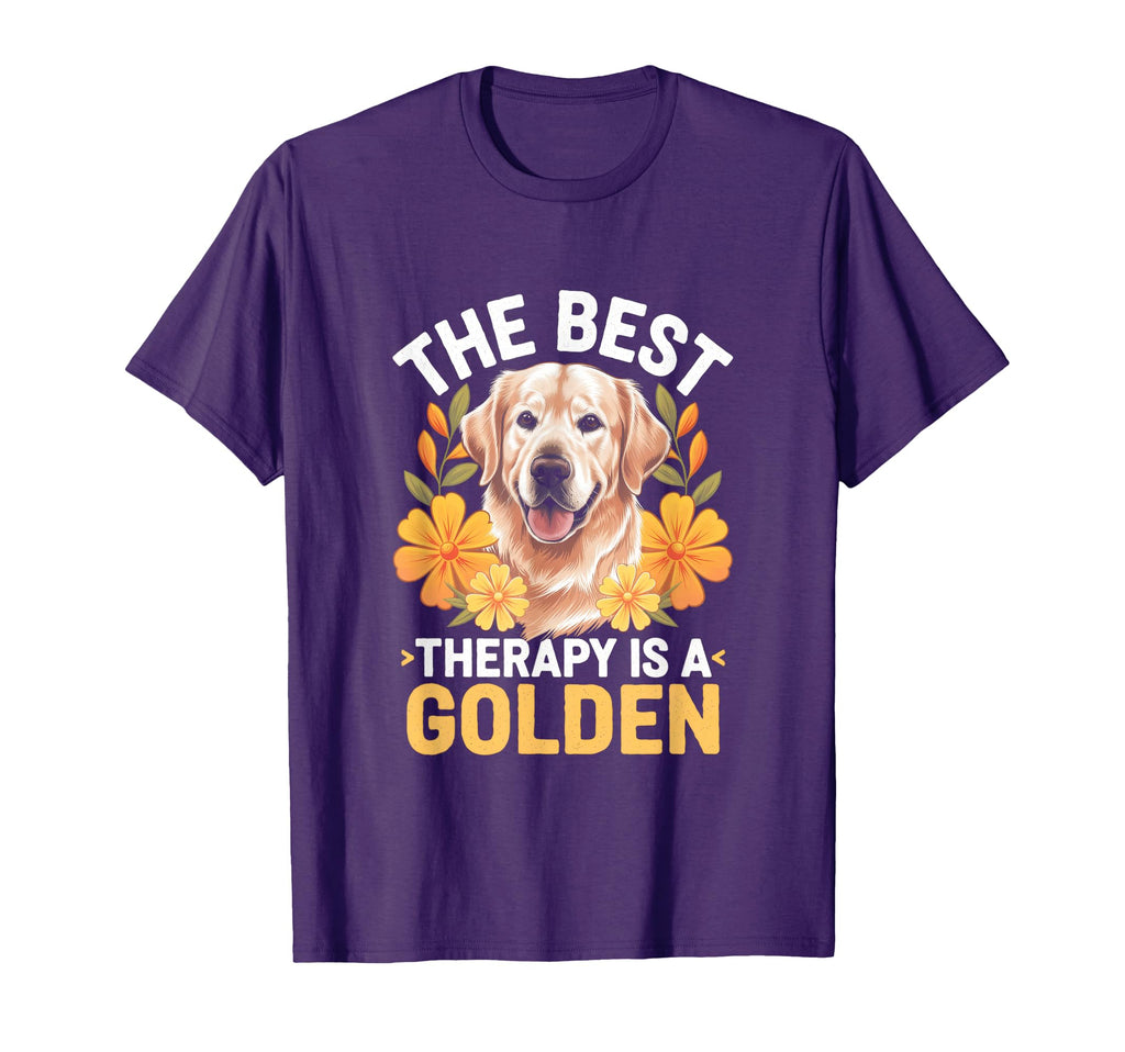 Best Therapy Is Golden Puppy Owner T-Shirt - Novelty Apparel Men Women - T-Shirt, Sweatshirt, Hoodie