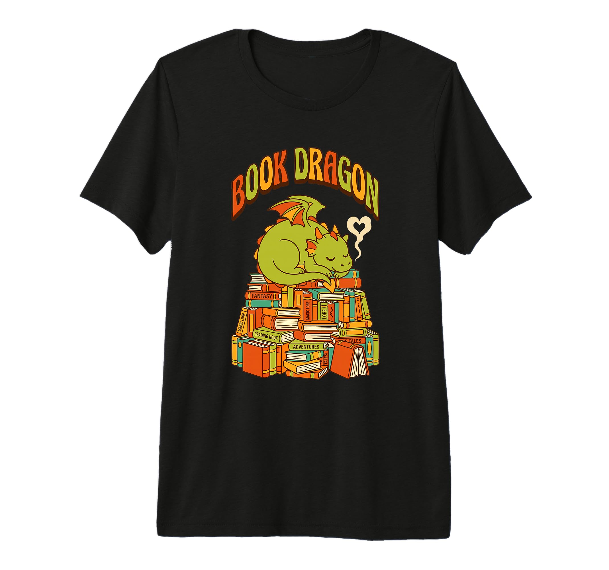 Book Dragon Sleeping Books Fantasy T-Shirt - Novelty Apparel for Adults - T-Shirt, Sweatshirt, Hoodie