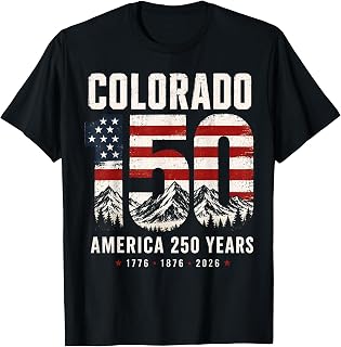 Retro Colorado 150 Years American Flag 4th of July America T-Shirt Unisex T-shirt, Sweatshirt, Hoodie, Long Sleeve Tee - T-Shirt, Sweatshirt, Hoodie