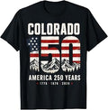 Retro Colorado 150 Years American Flag 4th of July America T-Shirt Unisex T-shirt, Sweatshirt, Hoodie, Long Sleeve Tee - T-Shirt, Sweatshirt, Hoodie