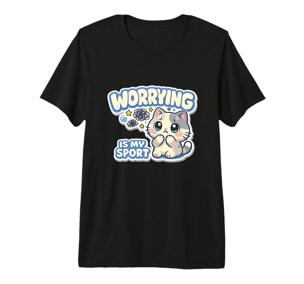 Worrying Is My Sport Anxious Cat T-Shirt - Streetwear Style for Adults - T-Shirt, Sweatshirt, Hoodie