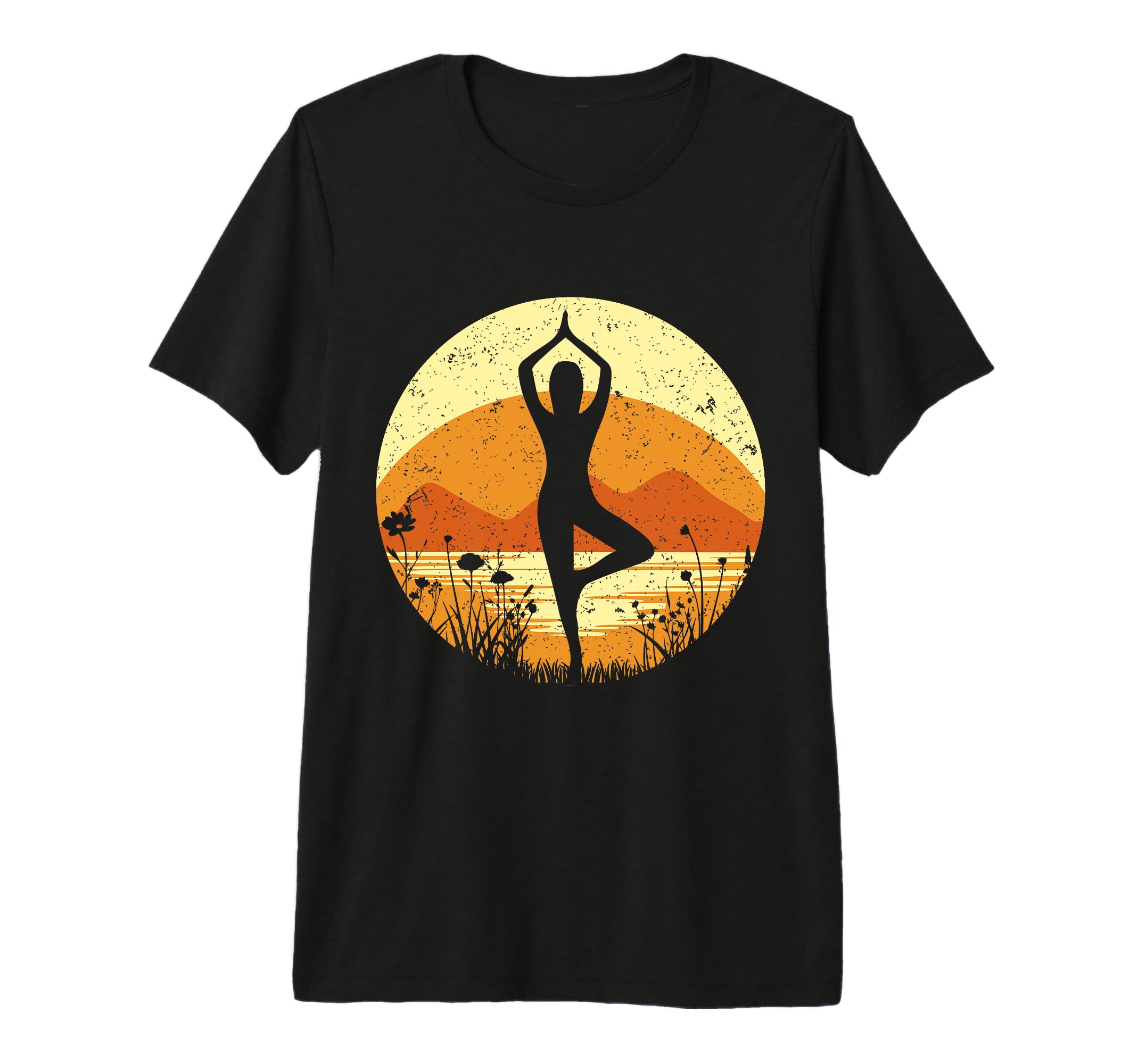 Sunset Yoga Tree Vrikshasan Pose Meditation T-Shirt - Graphic Print Unisex - T-Shirt, Sweatshirt, Hoodie