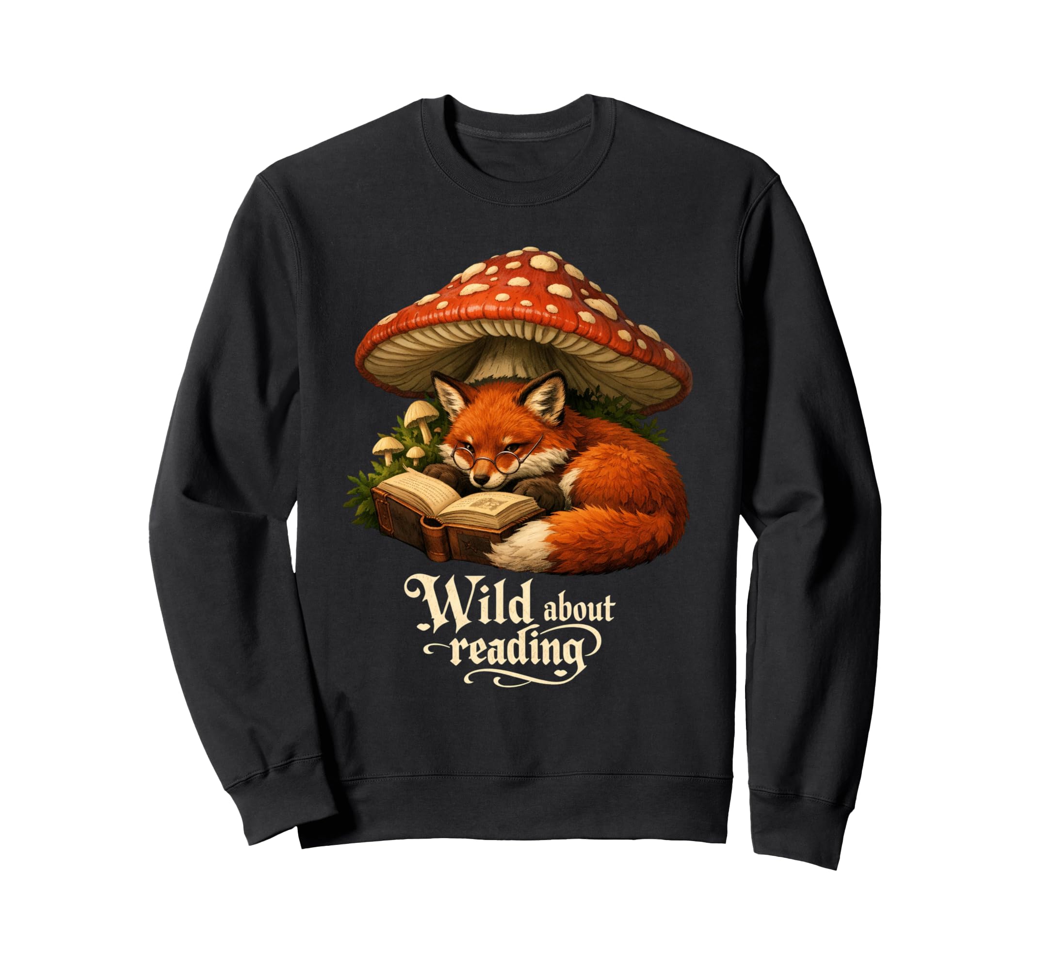 Wild About Reading Fox Bookworm Sweatshirt - Novelty Apparel for Adults - T-Shirt, Sweatshirt, Hoodie