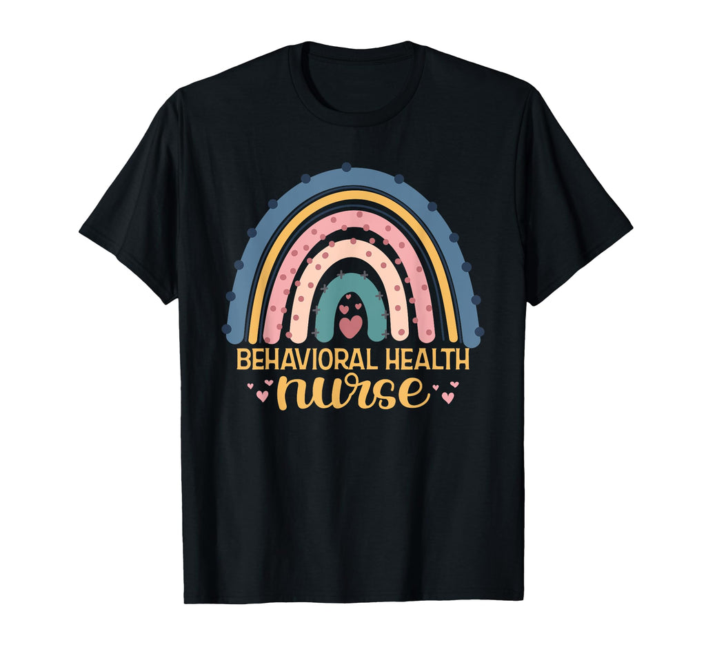 Behavioral Health Nurse Rainbow Mental T-Shirt - Trendy Graphic Men Women - T-Shirt, Sweatshirt, Hoodie