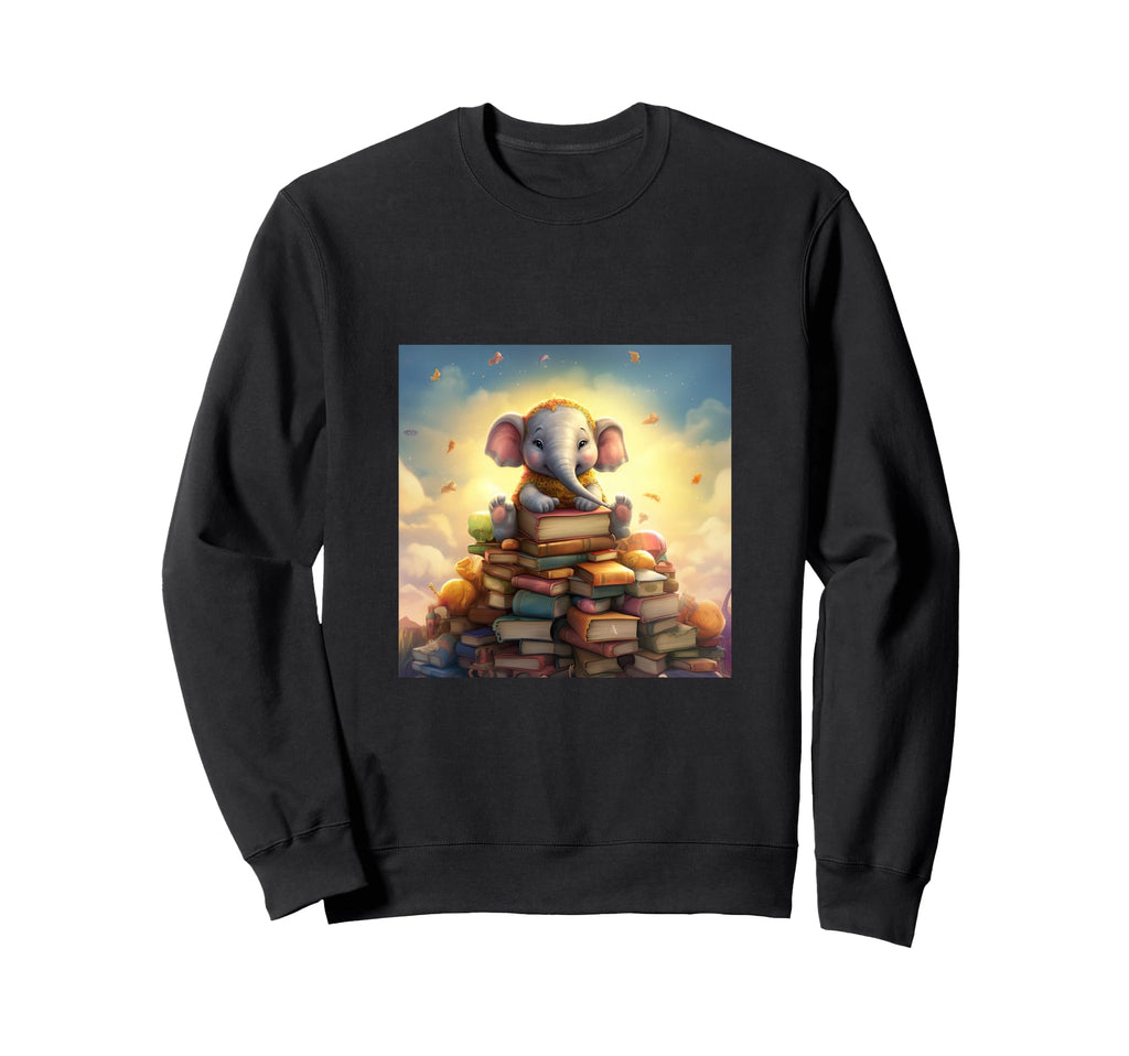 Book Nerd Elephant Reading Book Lover Sweatshirt - Unique Graphic Men Women - T-Shirt, Sweatshirt, Hoodie