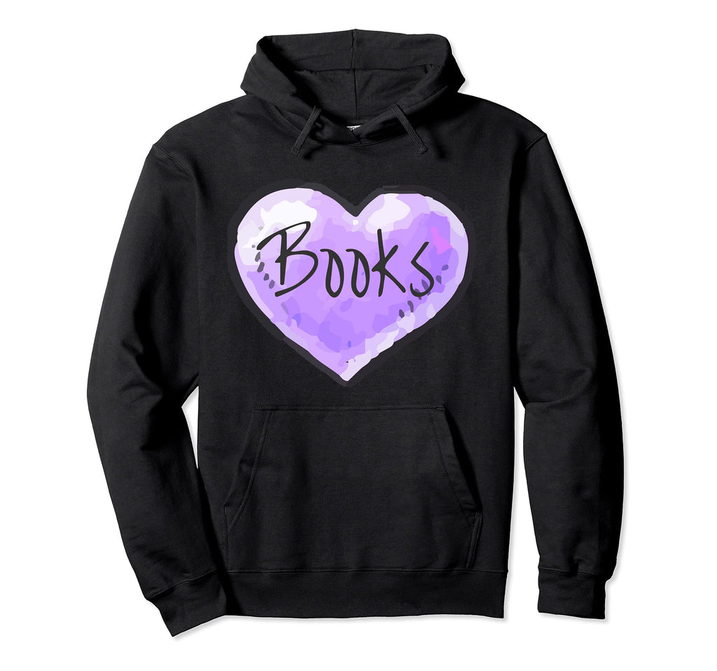 I Love Books Heart Purple Book Lovers Hoodie - Graphic Print for Adults - T-Shirt, Sweatshirt, Hoodie