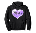 I Love Books Heart Purple Book Lovers Hoodie - Graphic Print for Adults - T-Shirt, Sweatshirt, Hoodie