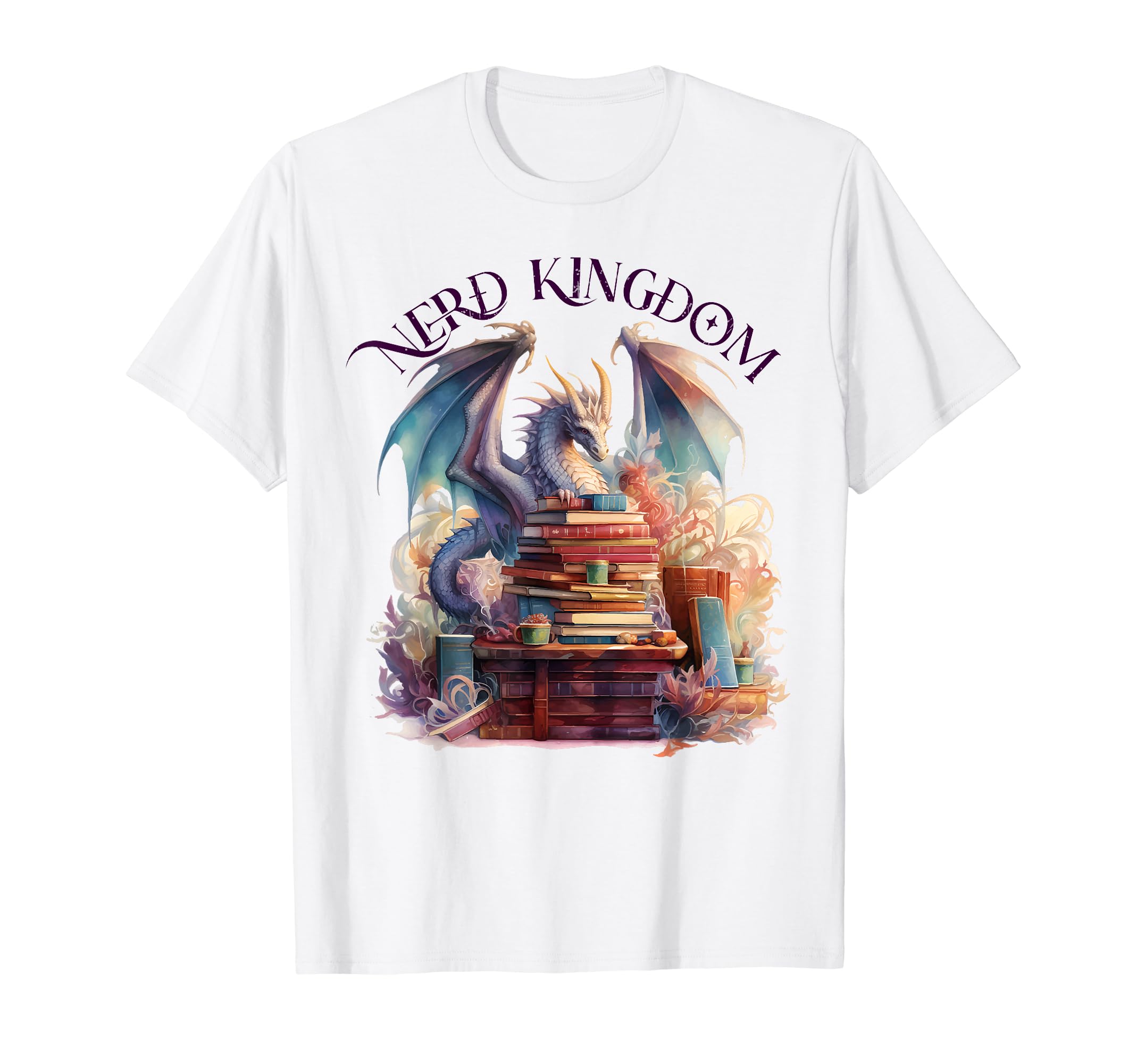 Nerd Kingdom Dragons Books Theme Dragon T-Shirt - Unique Graphic Unisex - T-Shirt, Sweatshirt, Hoodie