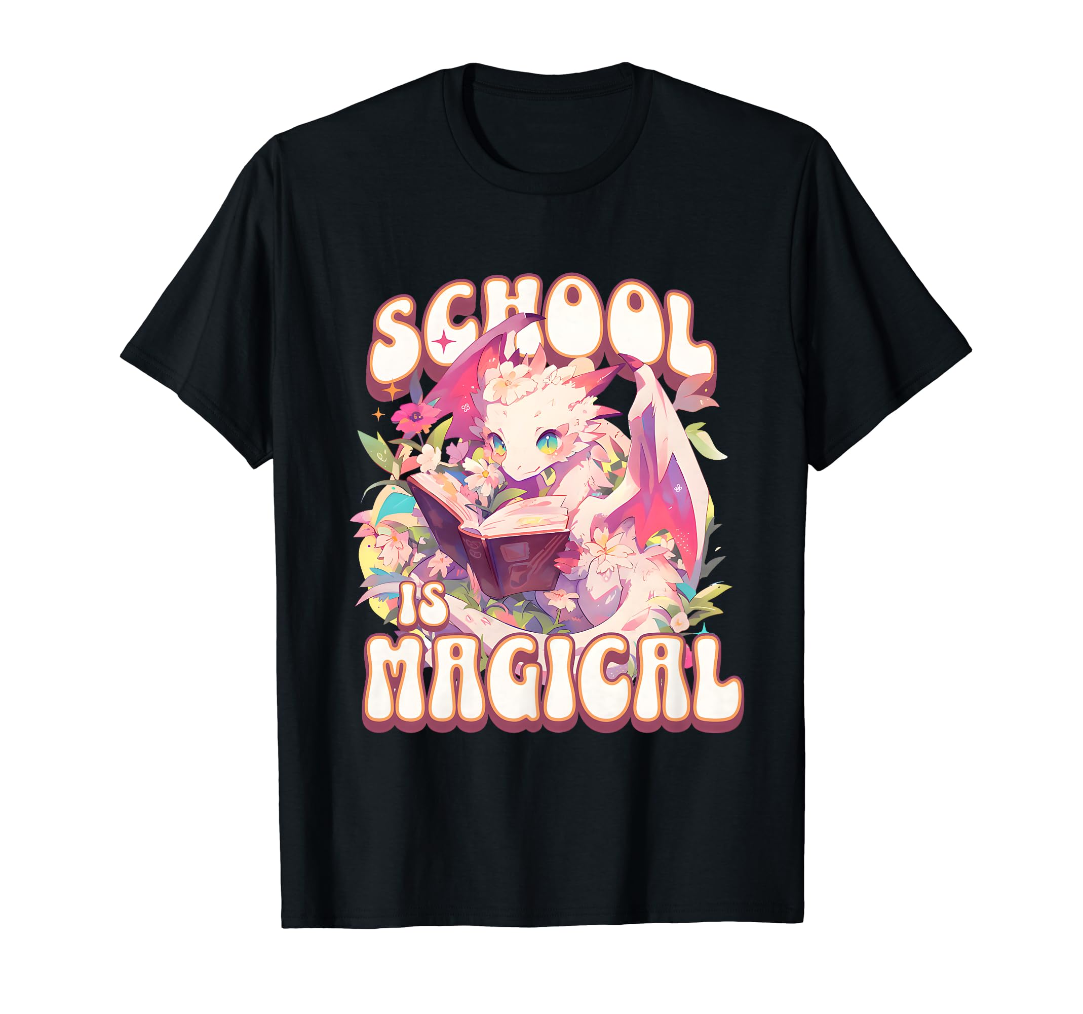 Dragon School Is Magical Bookworm Books T-Shirt - Custom Art Print Unisex - T-Shirt, Sweatshirt, Hoodie