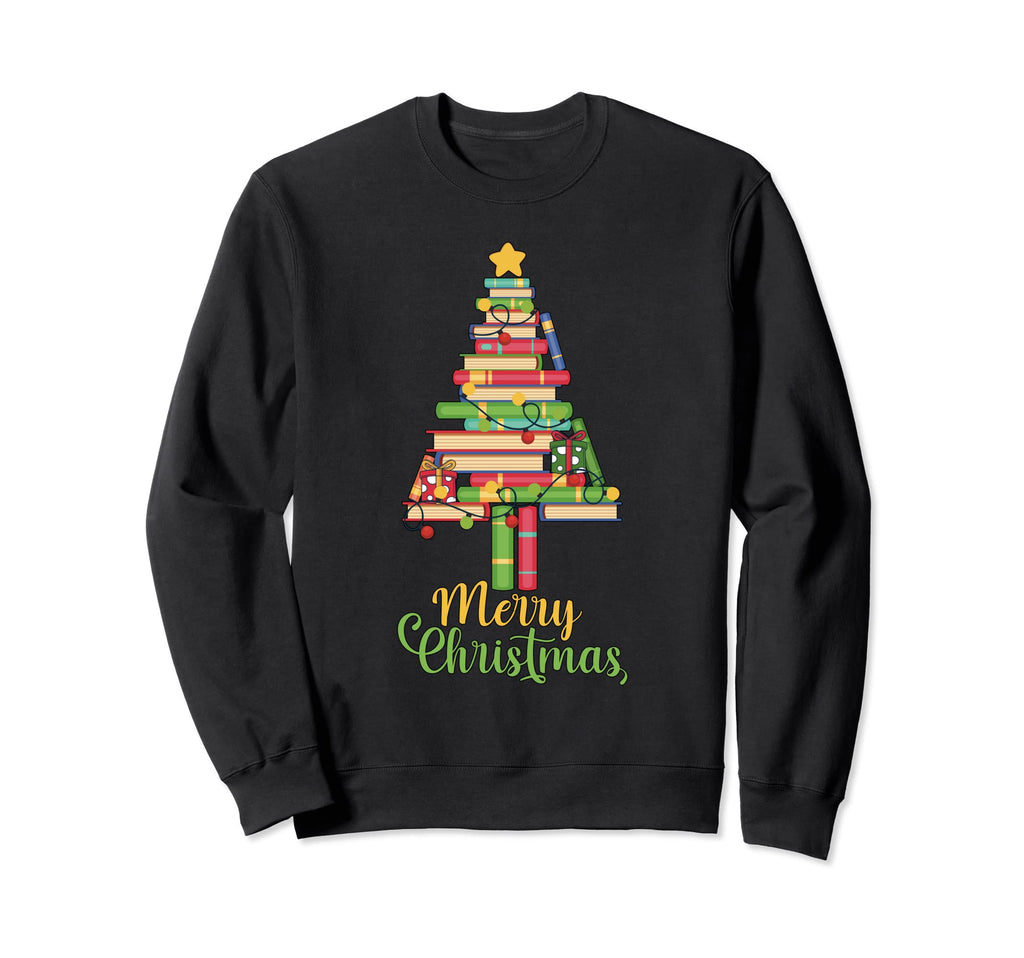 Merry Family Matching Library Tree Book Sweatshirt - Graphic Print Unisex - T-Shirt, Sweatshirt, Hoodie