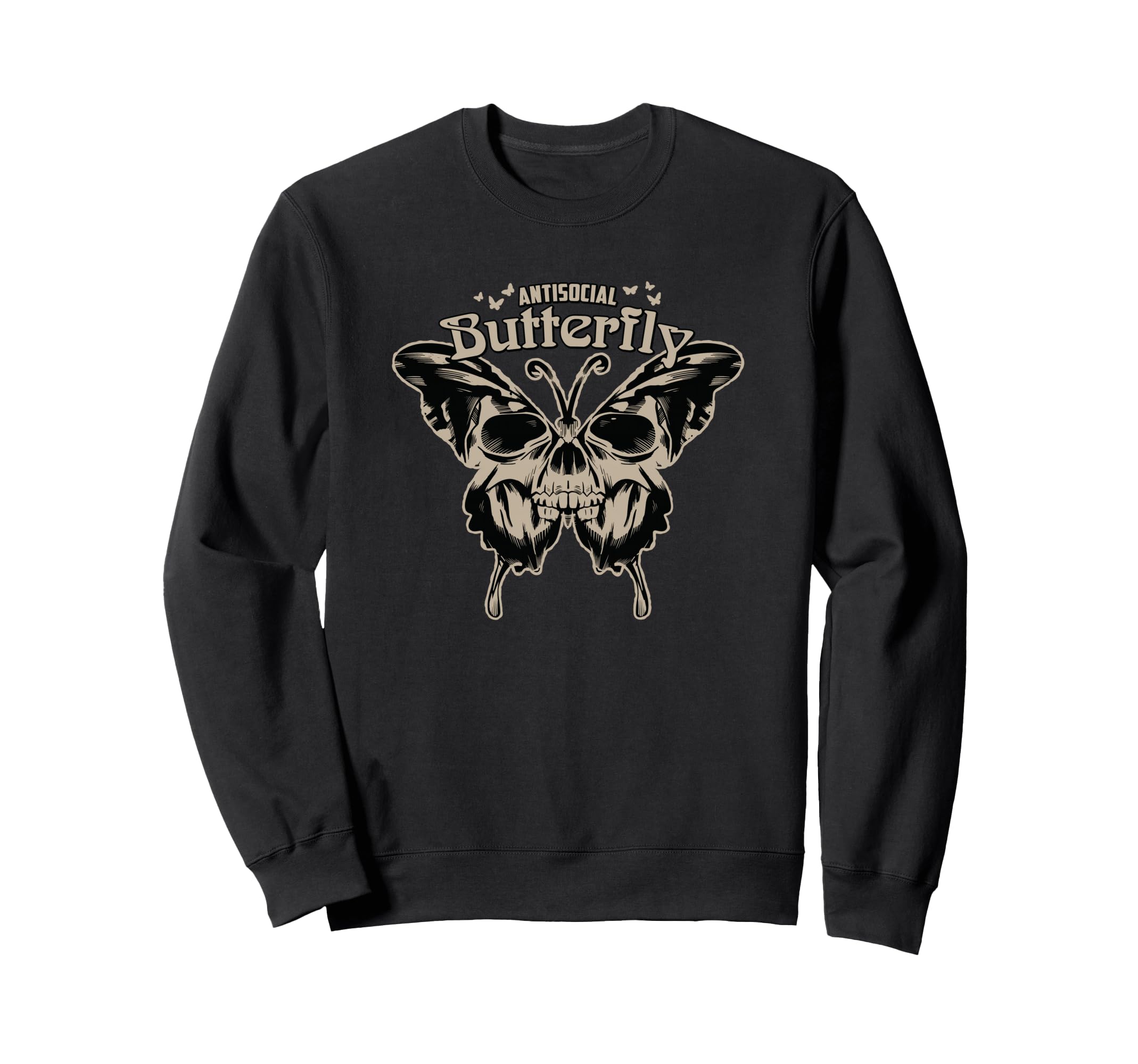 Antisocial Butterfly Skull Wings Sweatshirt - Aesthetic Graphic Men Women - T-Shirt, Sweatshirt, Hoodie