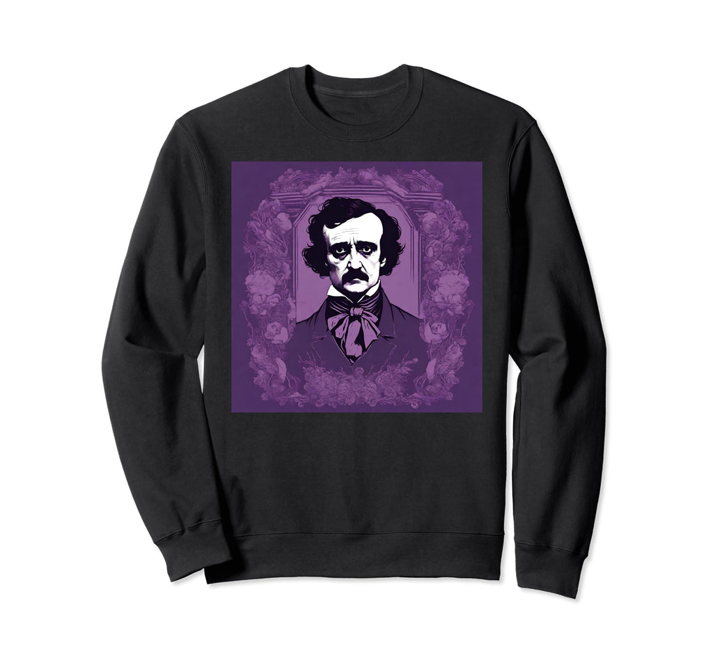 Edgar Allan Poe Portrait Purple Sweatshirt - Casual Everyday Wear Unisex - T-Shirt, Sweatshirt, Hoodie
