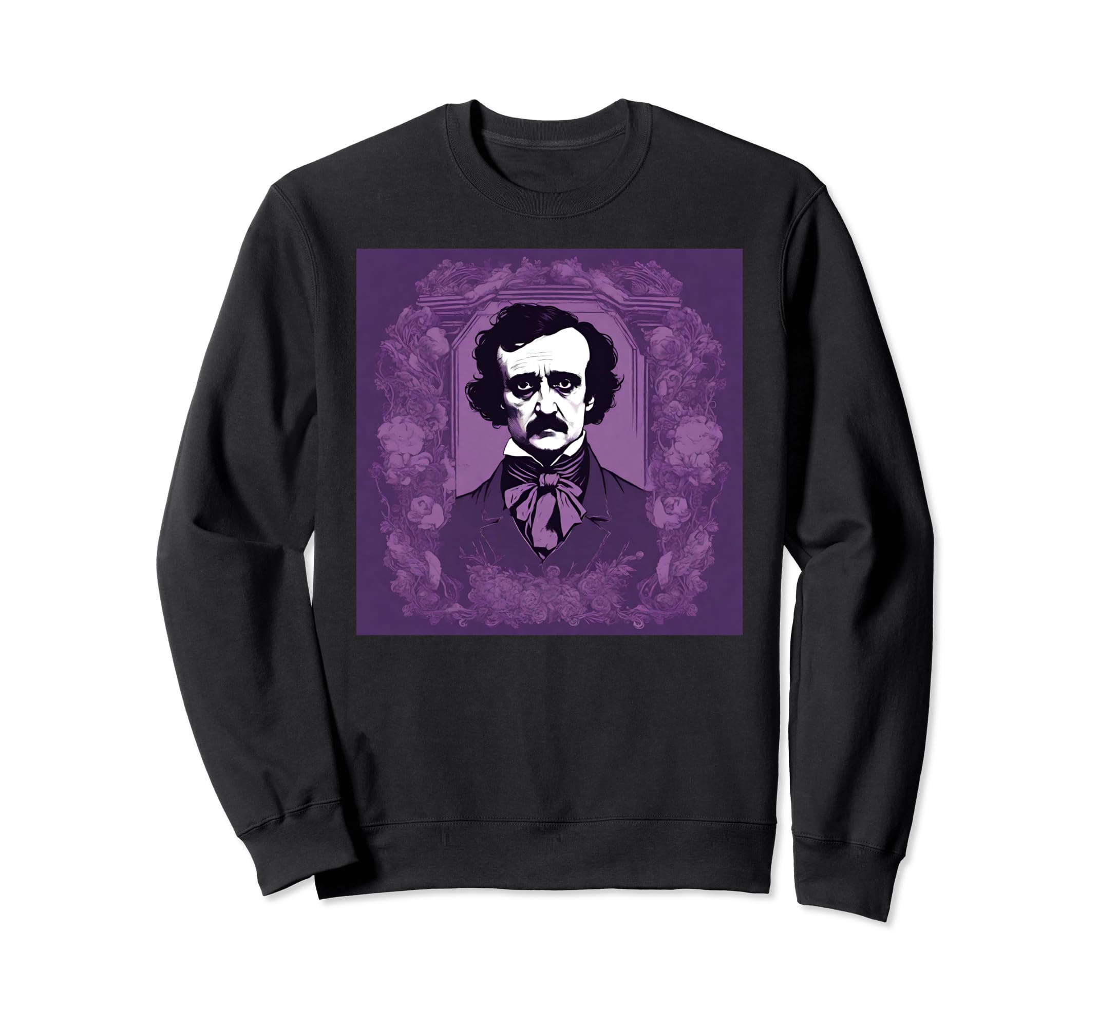 Edgar Allan Poe Portrait Purple Sweatshirt - Casual Everyday Wear Unisex - T-Shirt, Sweatshirt, Hoodie