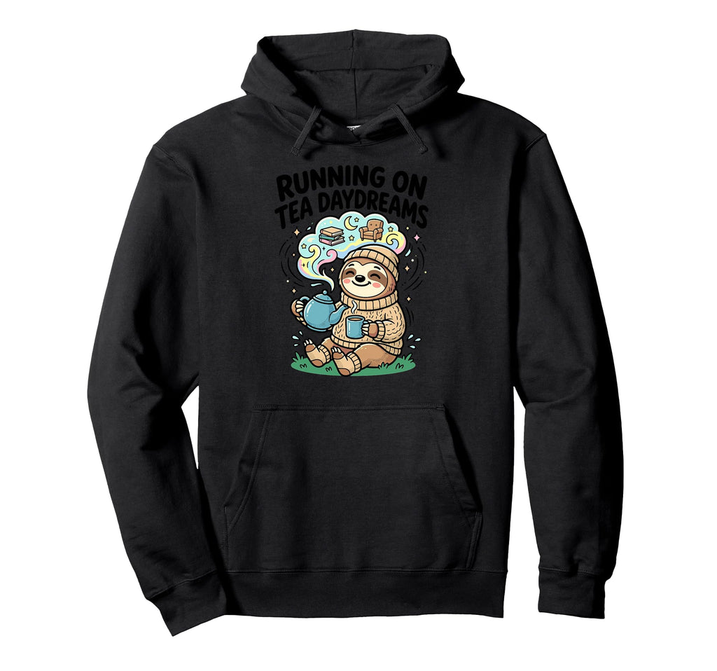 Running Tea Daydreams Bookish Sloth Hoodie - Novelty Apparel Men Women - T-Shirt, Sweatshirt, Hoodie