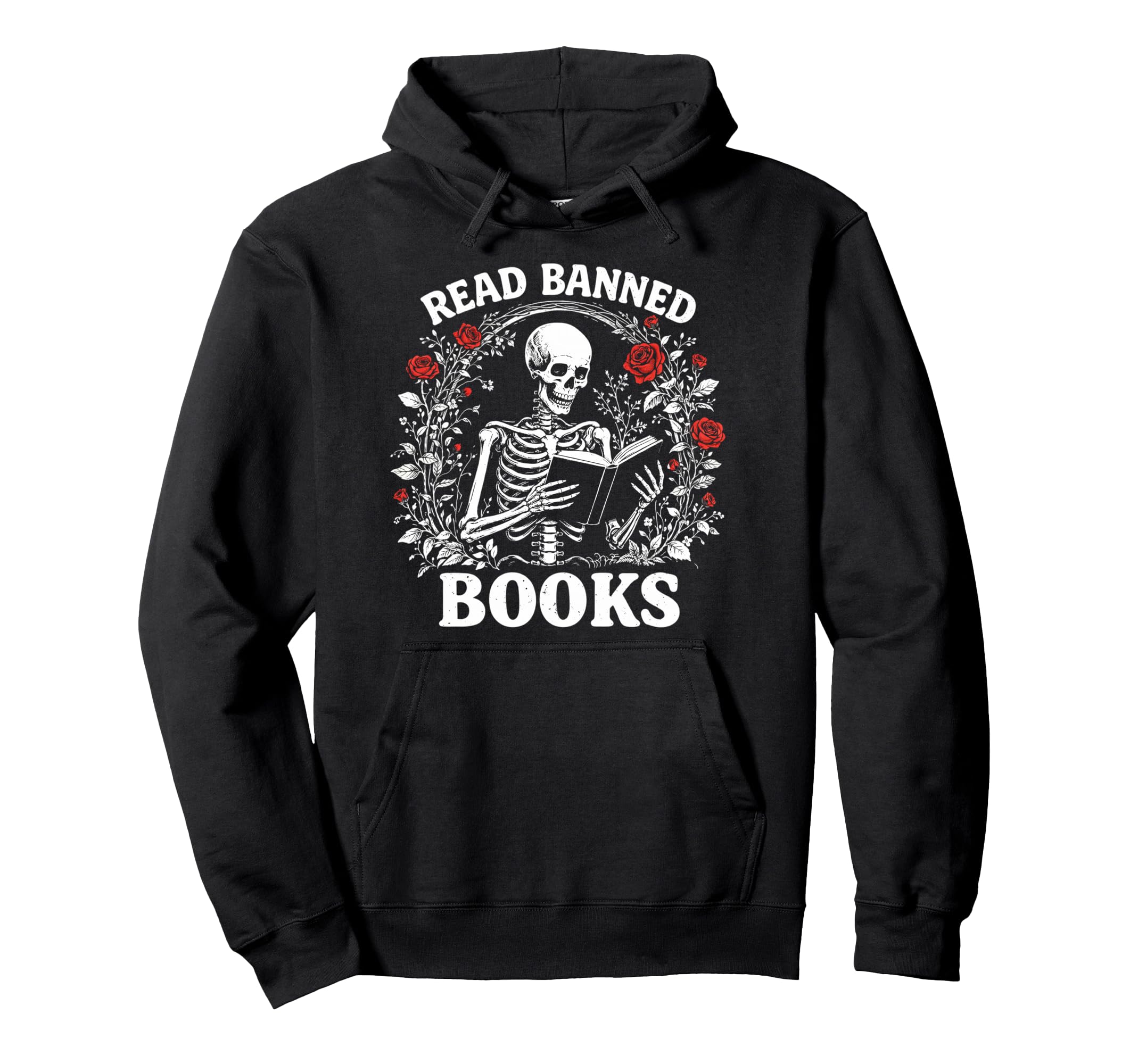 Read Banned Books Skeleton Reading Hoodie - Custom Art Print Men Women - T-Shirt, Sweatshirt, Hoodie