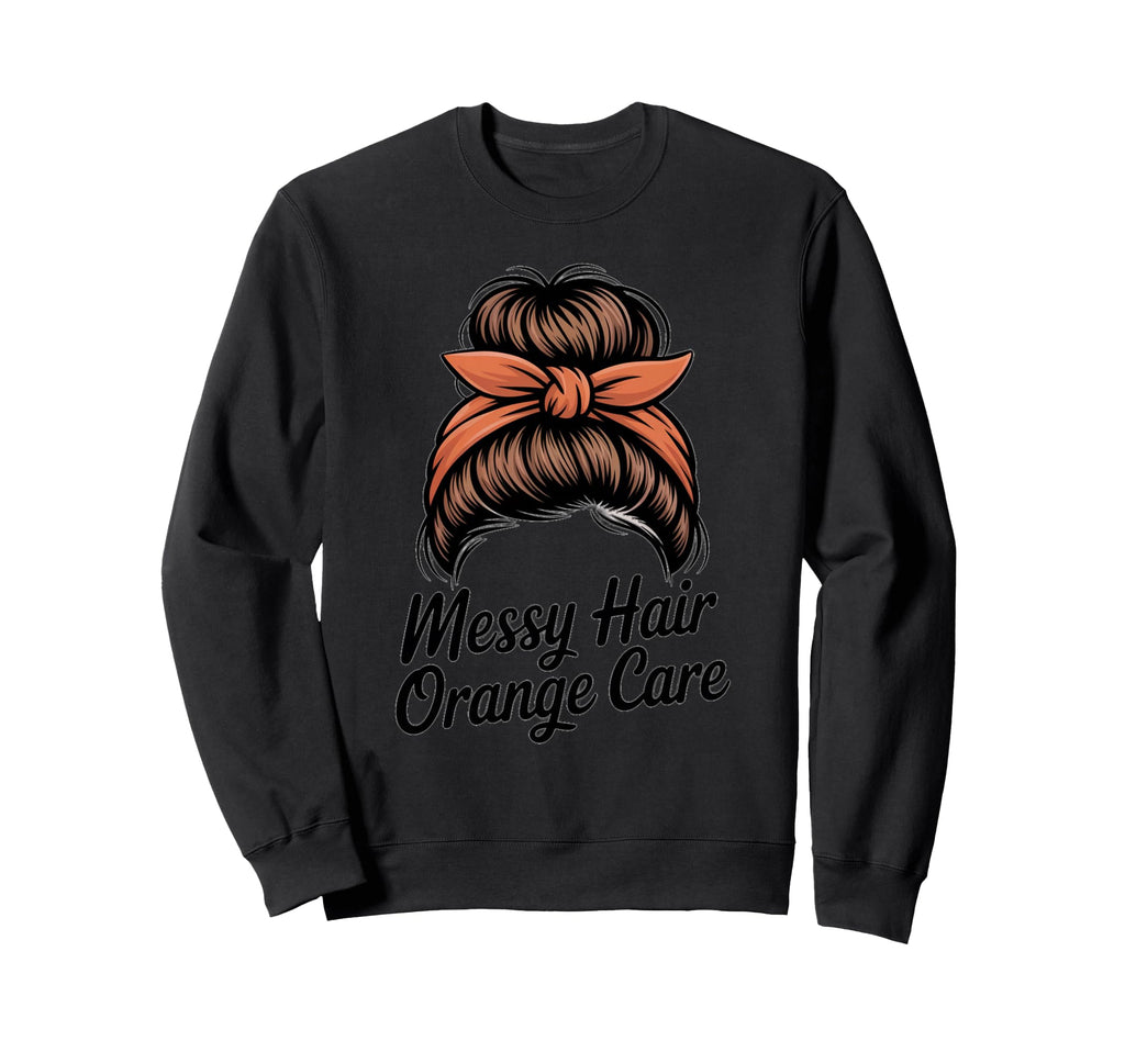 Messy Hair Orange Care Line Art Sweatshirt - Minimalist Print for Adults - T-Shirt, Sweatshirt, Hoodie