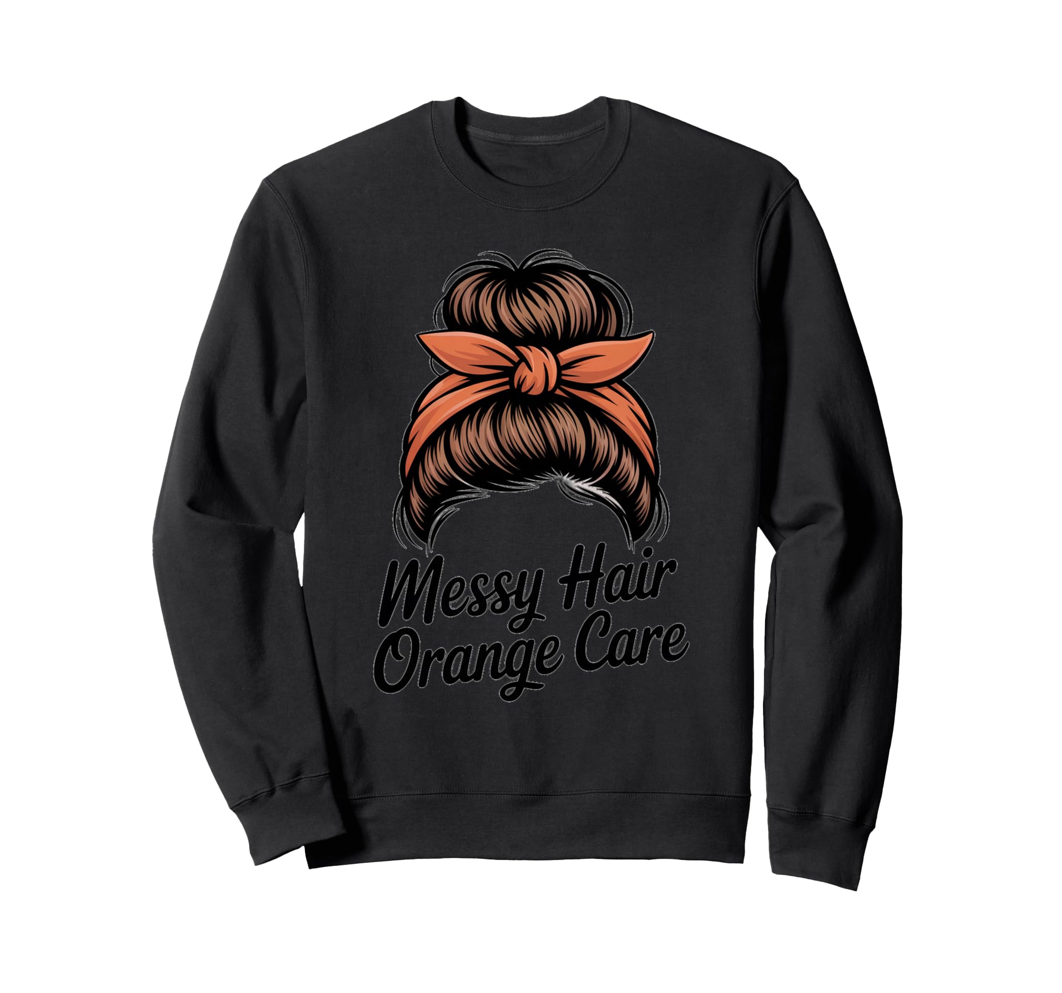 Messy Hair Orange Care Line Art Sweatshirt - Minimalist Print for Adults - T-Shirt, Sweatshirt, Hoodie