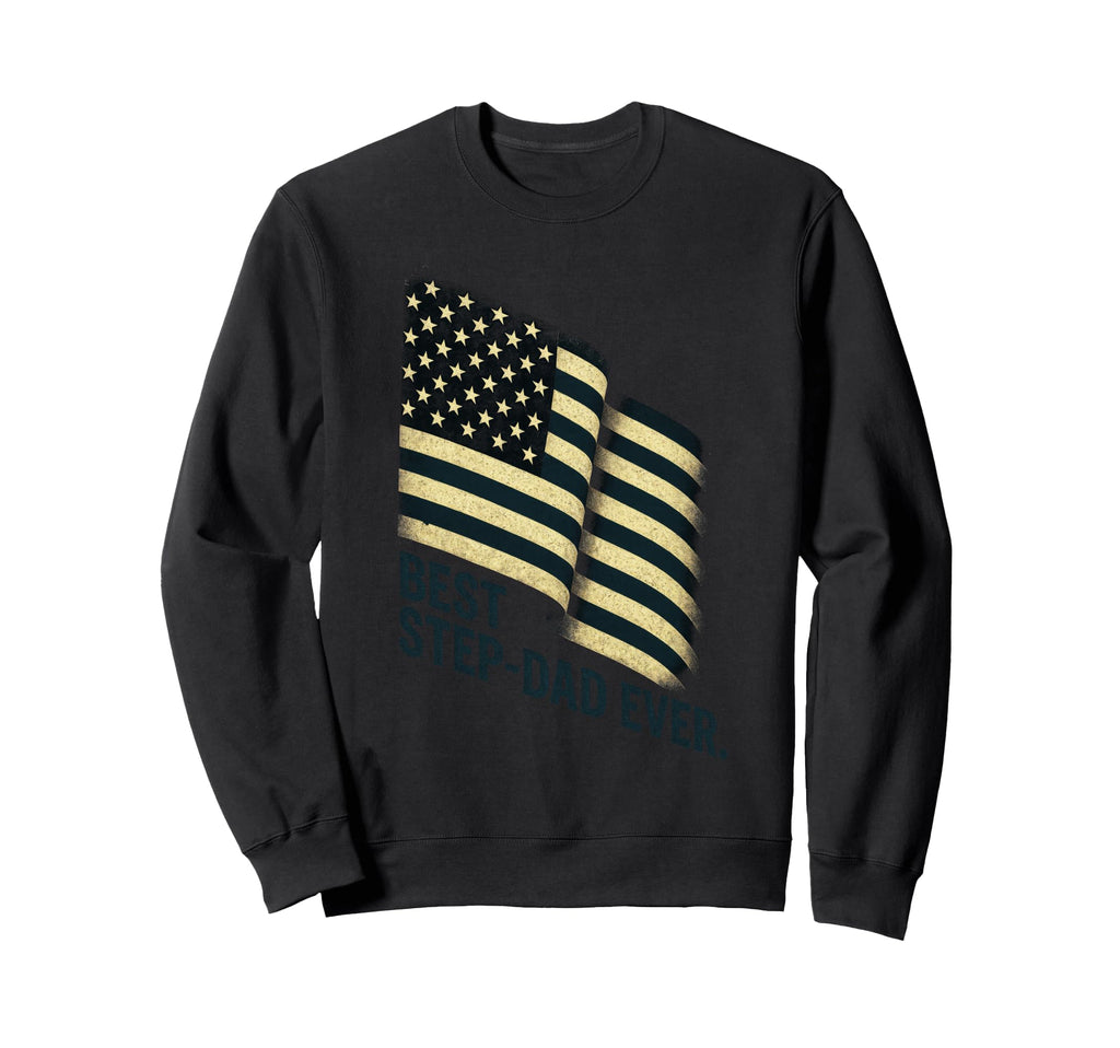Best Step Dad Ever American Flag Sweatshirt - Aesthetic Graphic for Adults - T-Shirt, Sweatshirt, Hoodie