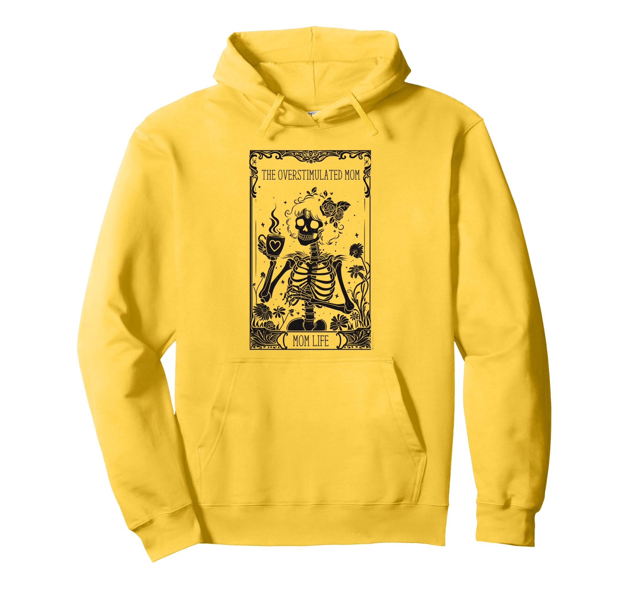 Overstimulated Mom Funny Skeleton Witch Hoodie - Trendy Graphic Unisex - T-Shirt, Sweatshirt, Hoodie