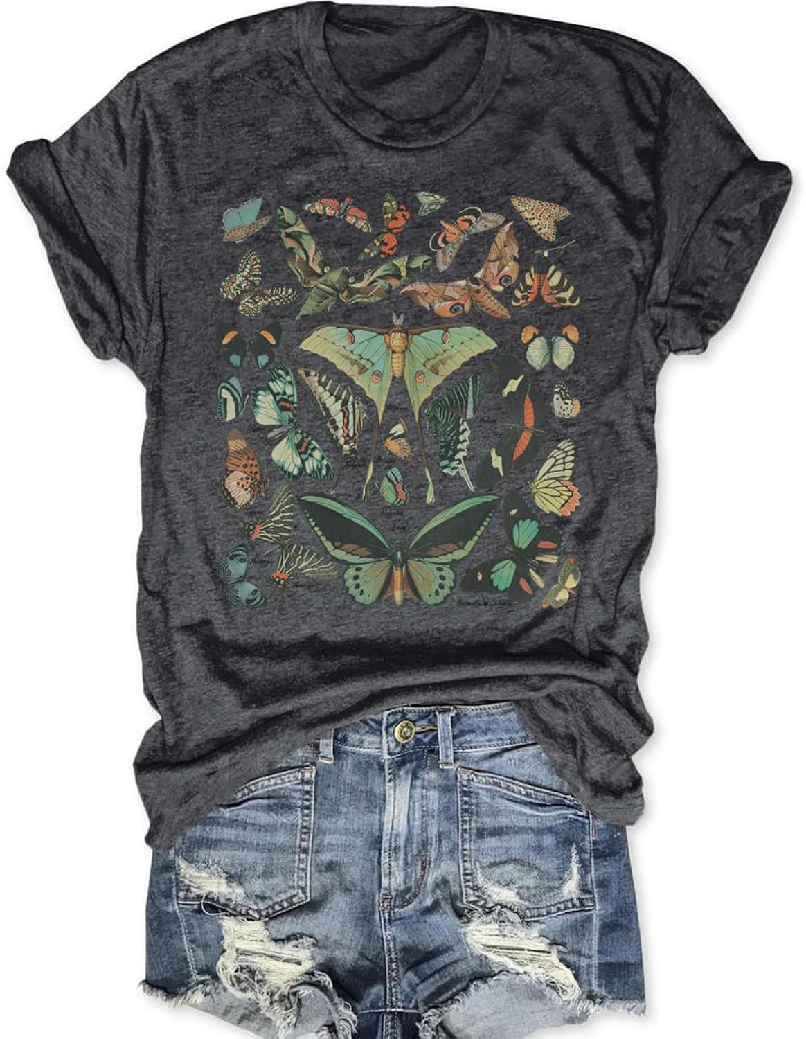Vintage Butterfly and Moth T-Shirt for Women Casual Aesthetic Nature Short Sleeve Shirt Funny Animal Graphic Tees - T-Shirt, Sweatshirt, Hoodie