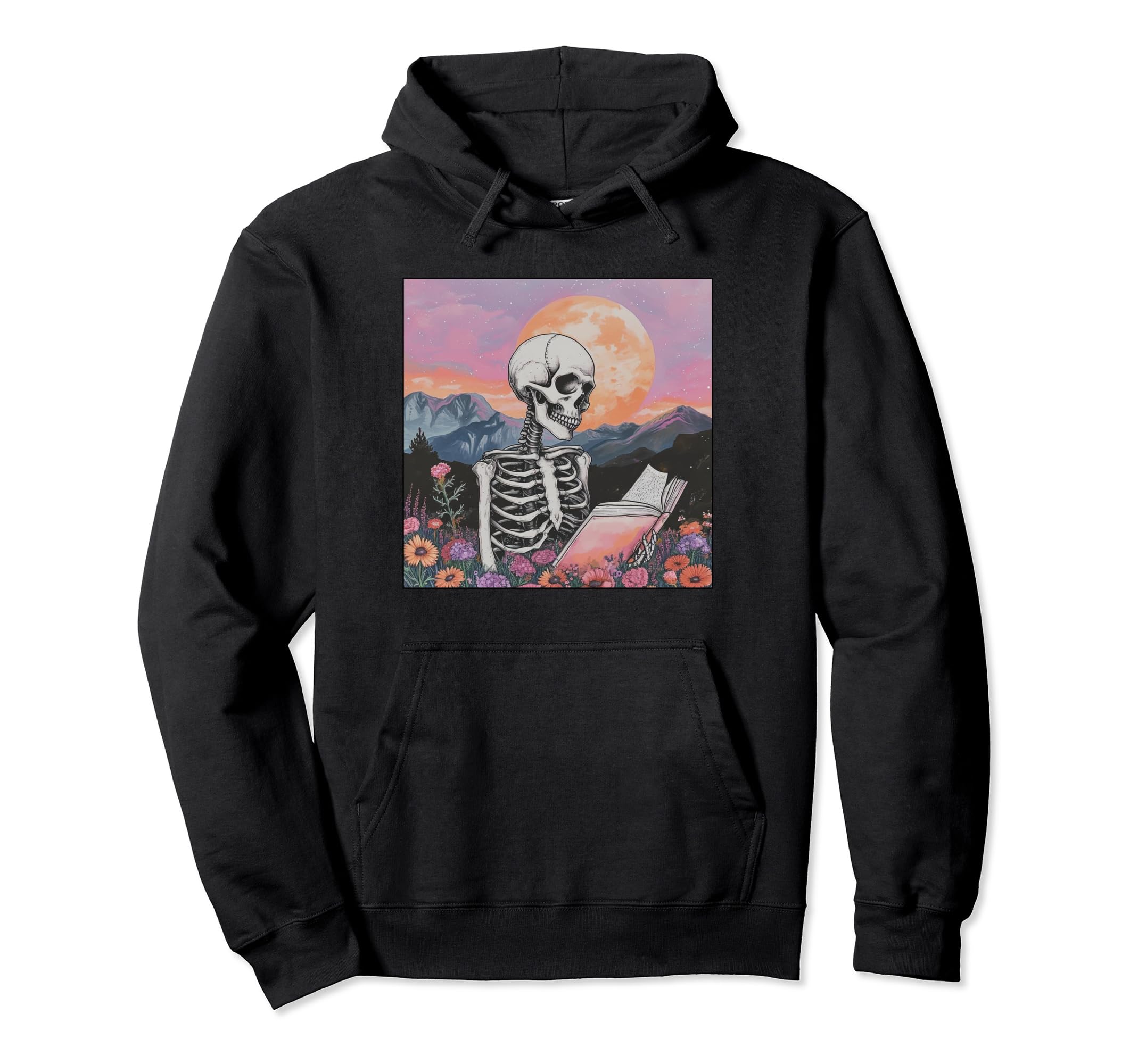 Bibliophile Skeleton Reading Book Hoodie - Aesthetic Graphic Unisex - T-Shirt, Sweatshirt, Hoodie