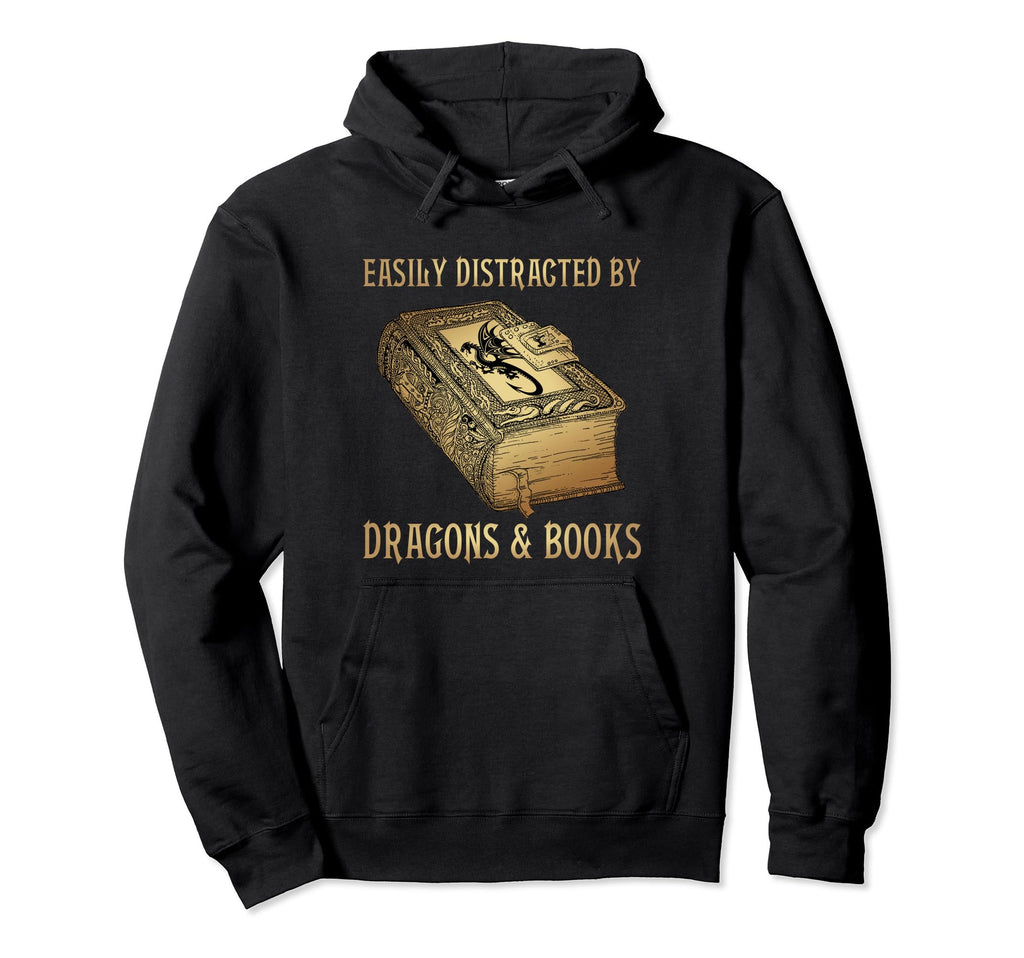 Bookworm Nerds Funny Dragons And Books Hoodie - Graphic Print Men Women - T-Shirt, Sweatshirt, Hoodie