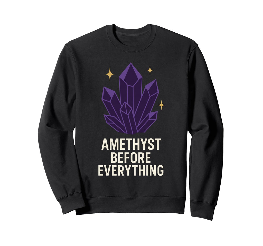 Amethyst Addict Healing Crystal Sweatshirt - Minimalist Print Men Women - T-Shirt, Sweatshirt, Hoodie