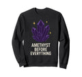 Amethyst Addict Healing Crystal Sweatshirt - Minimalist Print Men Women - T-Shirt, Sweatshirt, Hoodie
