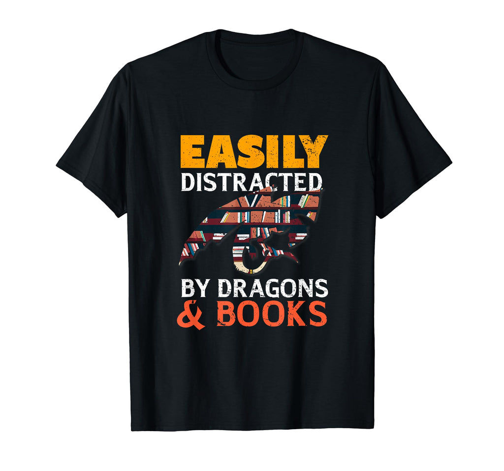 Easily Distracted Dragons And Books T-Shirt - Novelty Apparel Unisex - T-Shirt, Sweatshirt, Hoodie