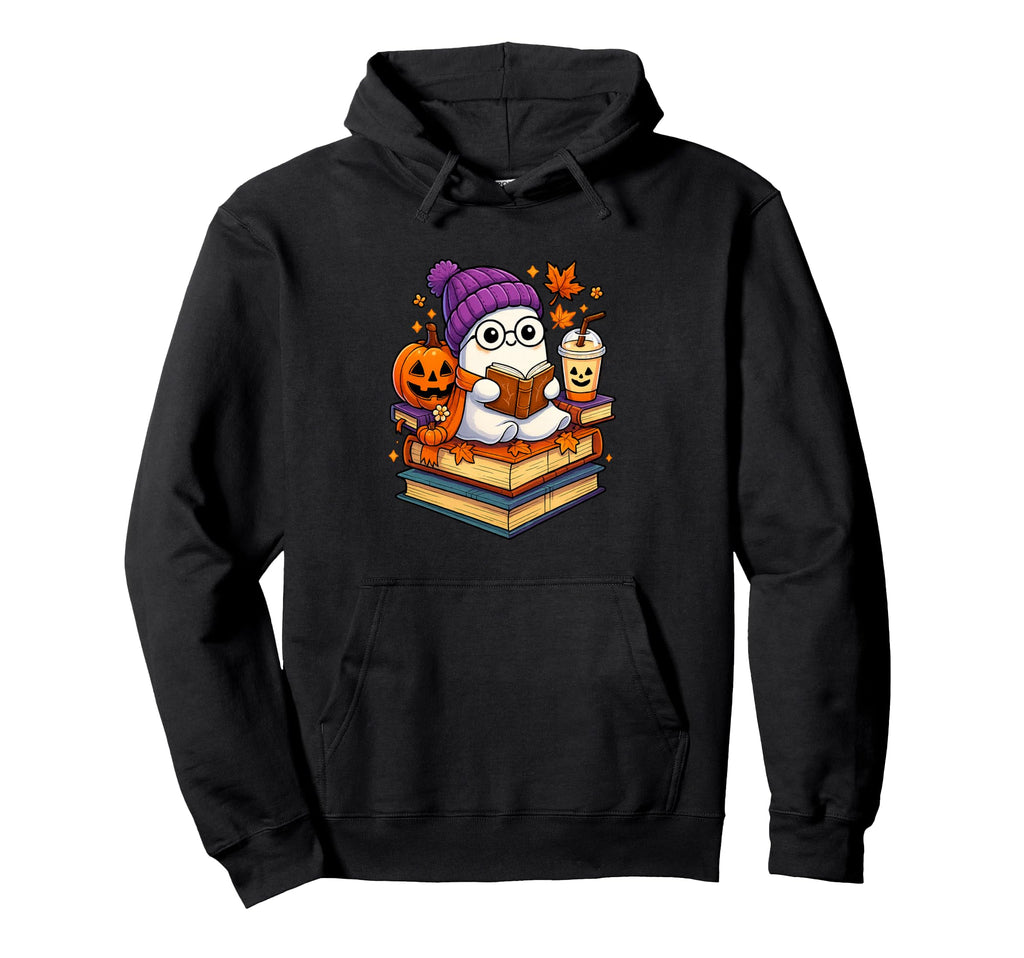 Ghost Reading Book Halloween Coffee Hoodie - Novelty Apparel Men Women - T-Shirt, Sweatshirt, Hoodie