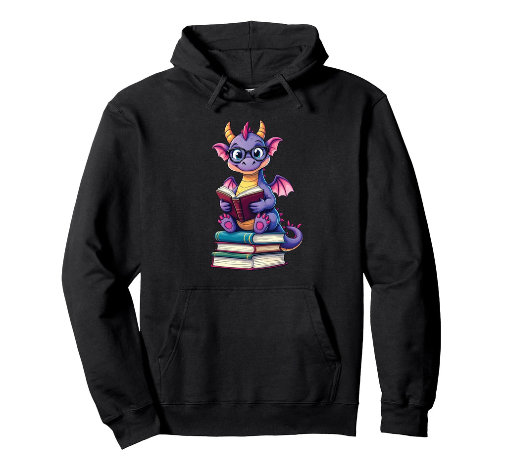 Bookworm Book Lover Dragon Reading Hoodie - Streetwear Style for Adults - T-Shirt, Sweatshirt, Hoodie