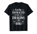 Easily Distracted Dragons And Books T-Shirt - Custom Art Print Unisex - T-Shirt, Sweatshirt, Hoodie