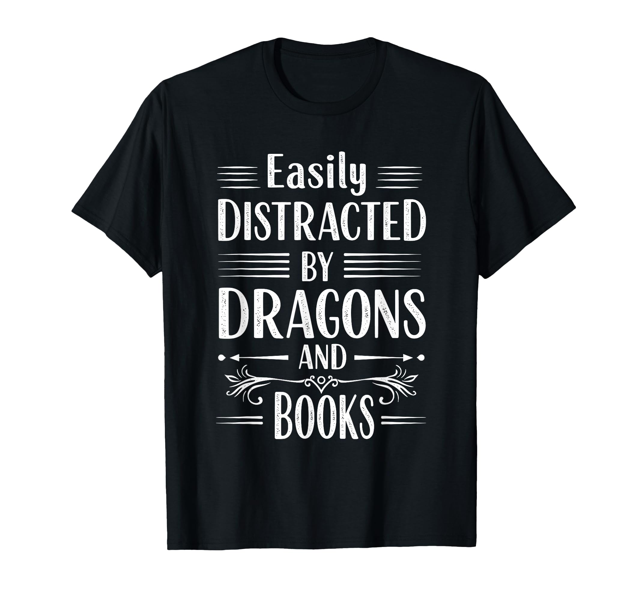 Easily Distracted Dragons And Books T-Shirt - Custom Art Print Unisex - T-Shirt, Sweatshirt, Hoodie