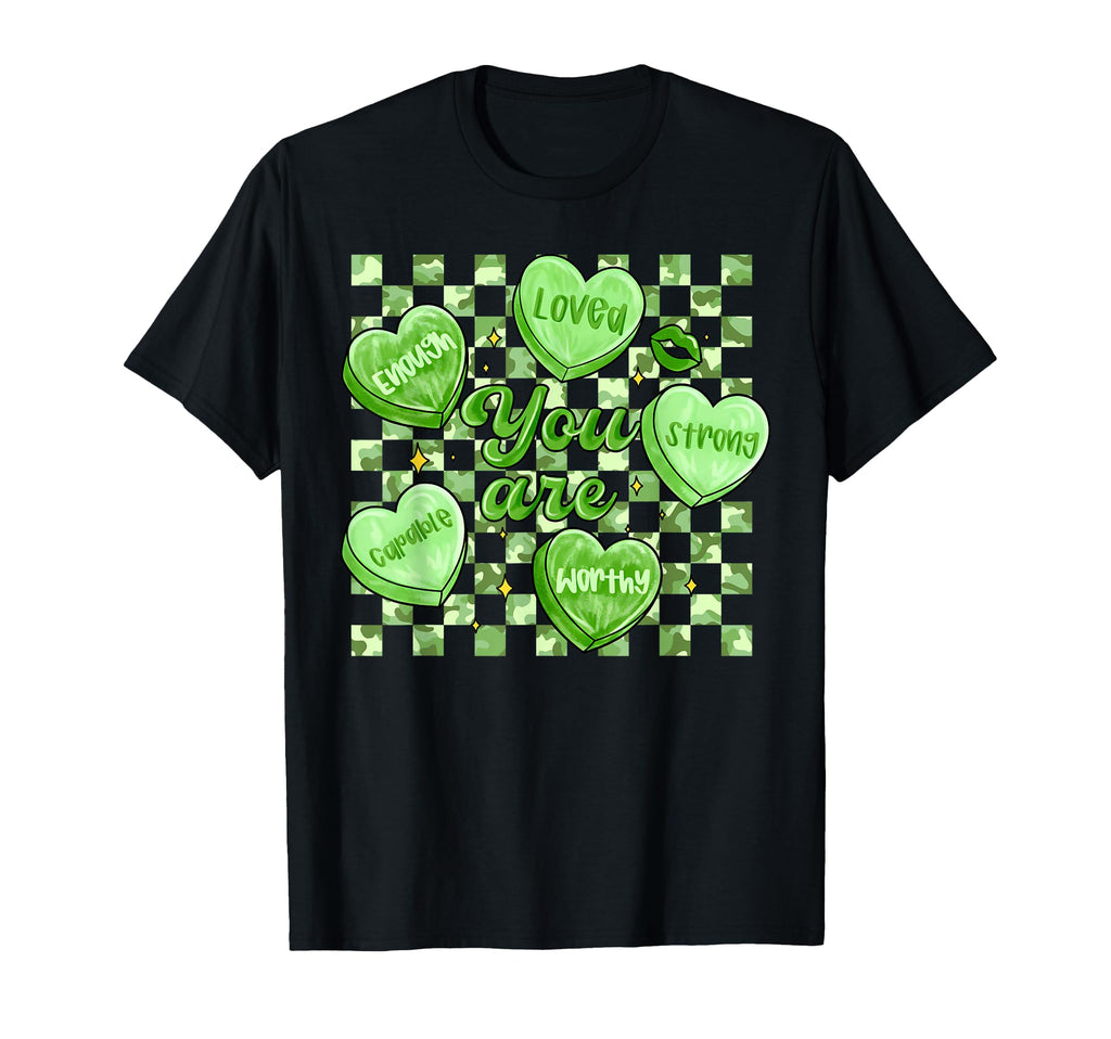 Checkered Camouflage You Are Enough T-Shirt - Graphic Print Unisex - T-Shirt, Sweatshirt, Hoodie