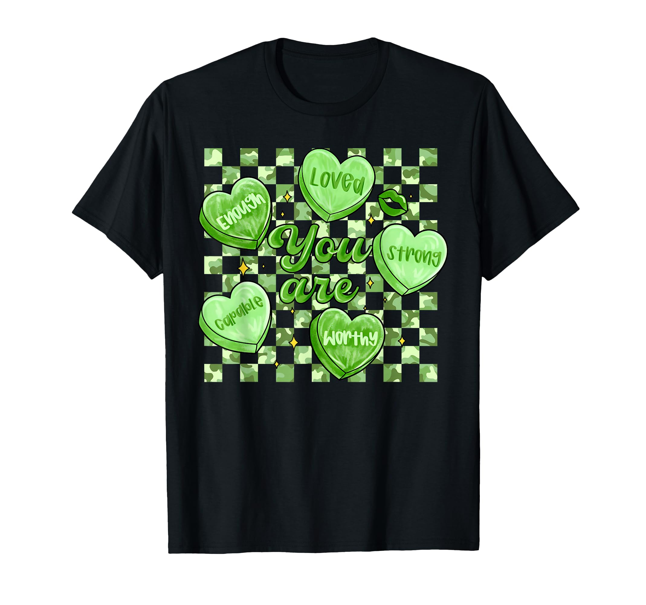 Checkered Camouflage You Are Enough T-Shirt - Graphic Print Unisex - T-Shirt, Sweatshirt, Hoodie