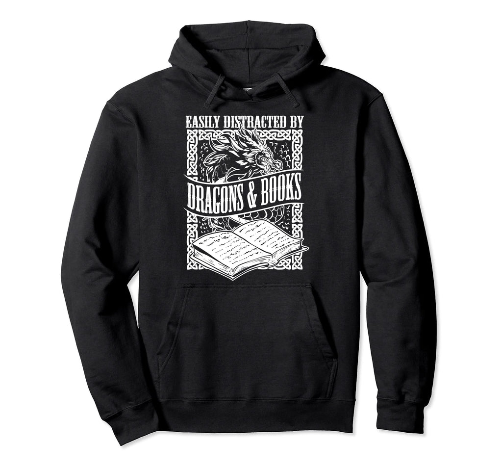 Easily Distracted Dragons Books Artwork Hoodie - Trendy Graphic for Adults - T-Shirt, Sweatshirt, Hoodie